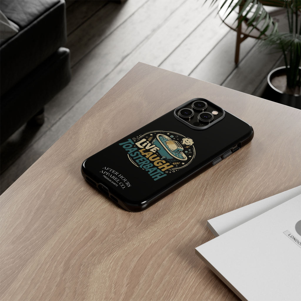 Live Laugh Toasterbath Phone Case — Cute Retro Butter in Bathtub Design