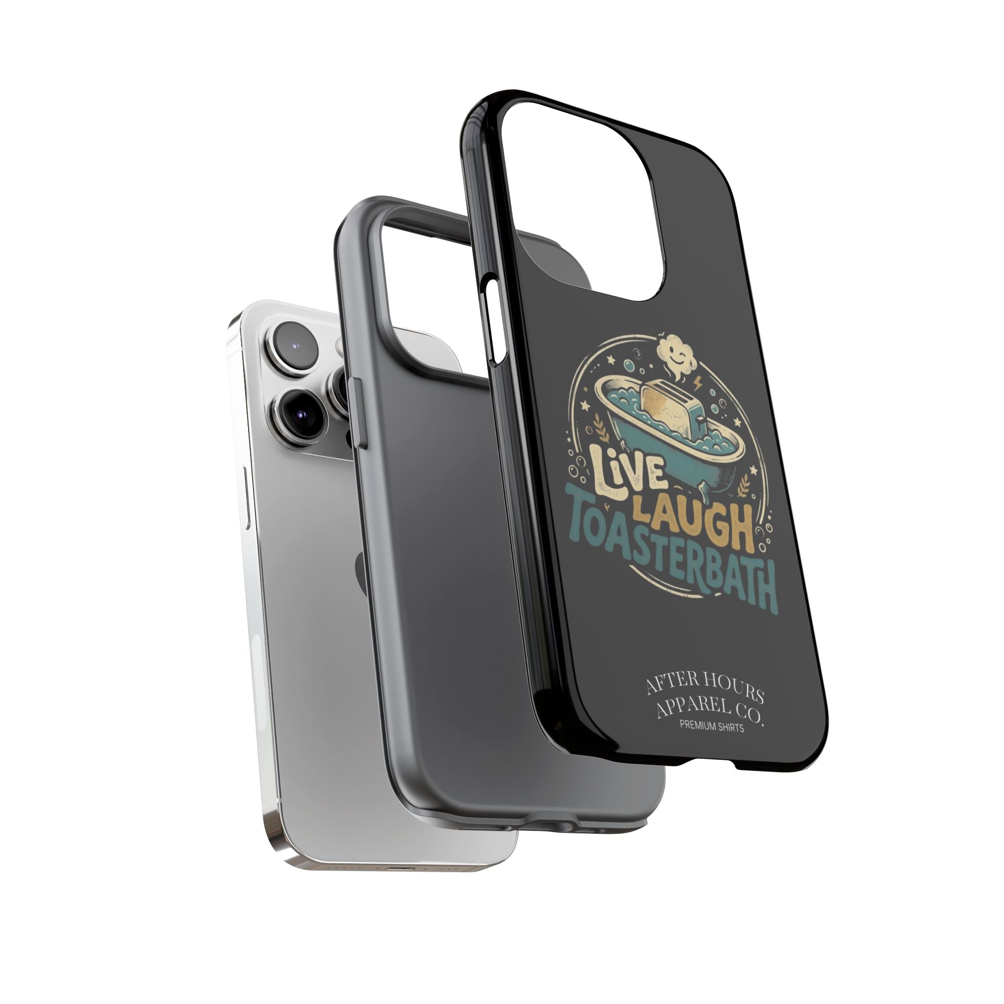Live Laugh Toasterbath Phone Case — Cute Retro Butter in Bathtub Design