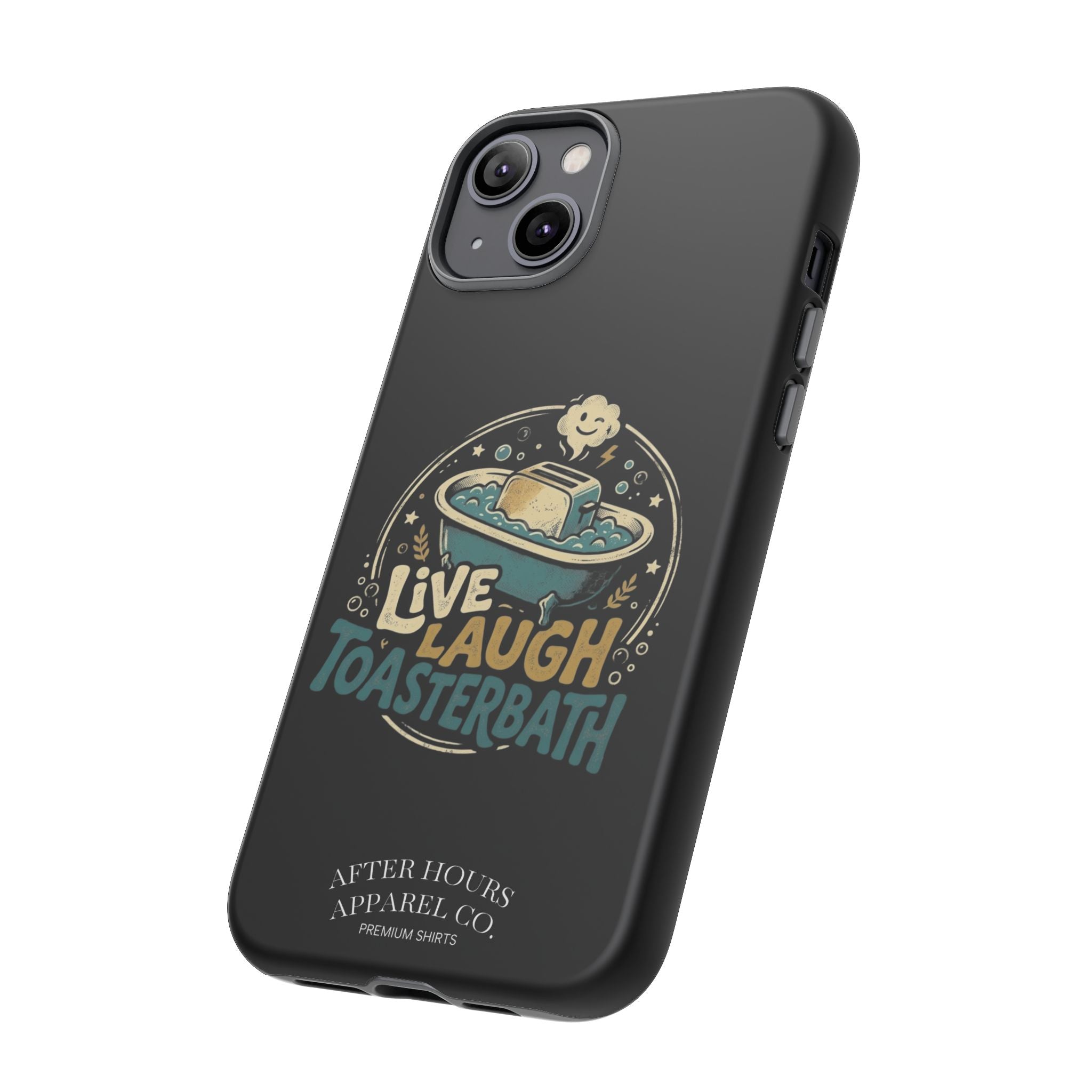 Live Laugh Toasterbath Phone Case — Cute Retro Butter in Bathtub Design