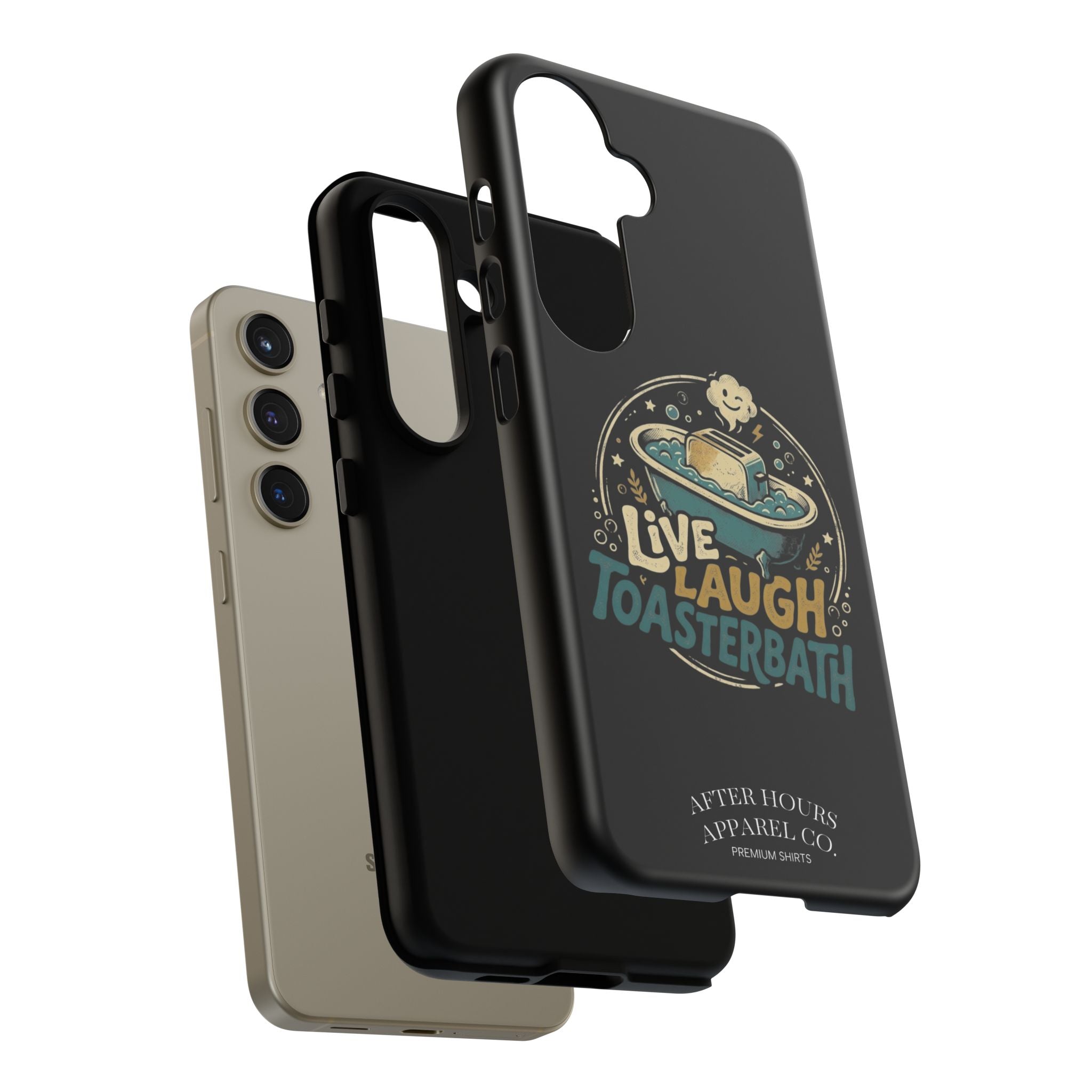 Live Laugh Toasterbath Phone Case — Cute Retro Butter in Bathtub Design