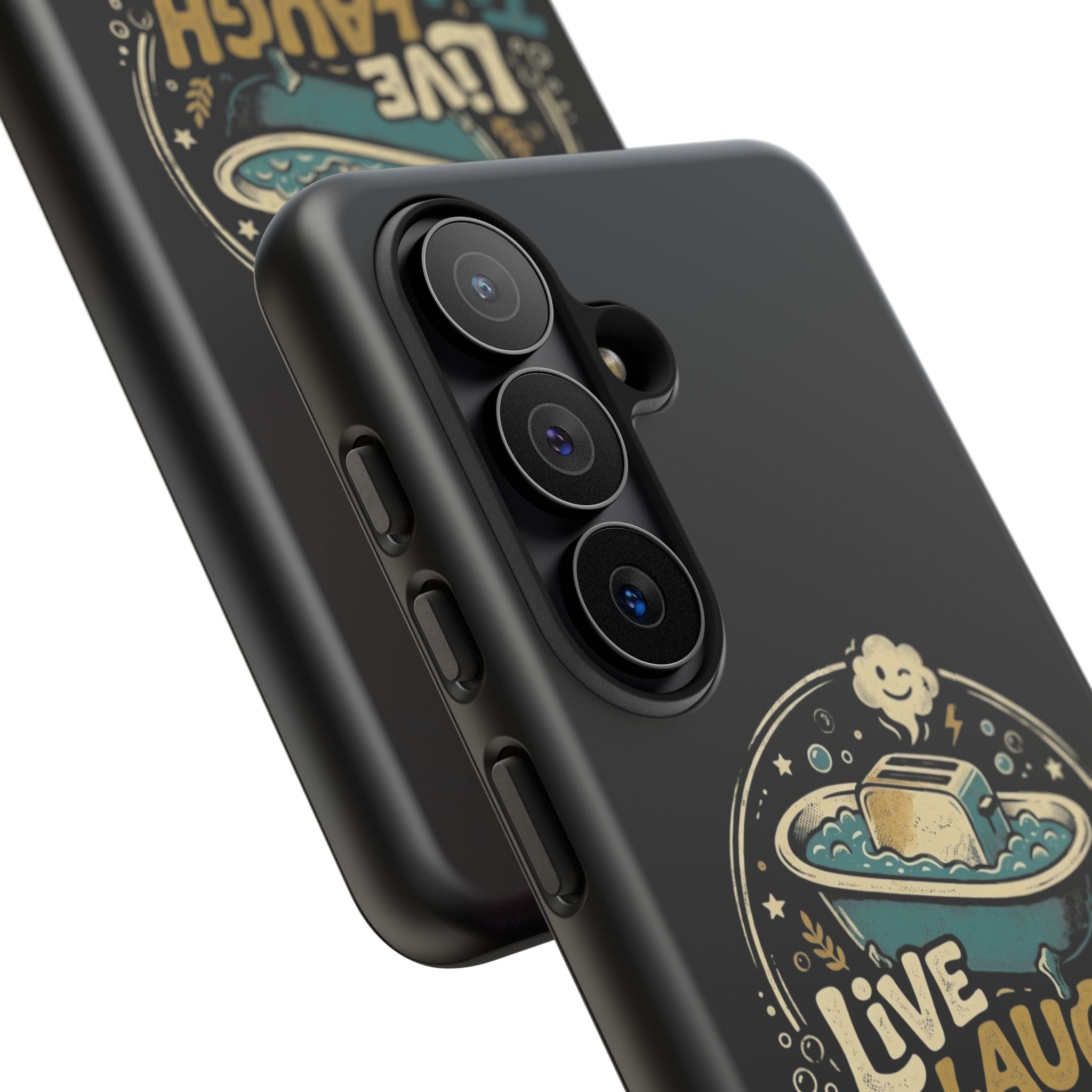 Live Laugh Toasterbath Phone Case — Cute Retro Butter in Bathtub Design