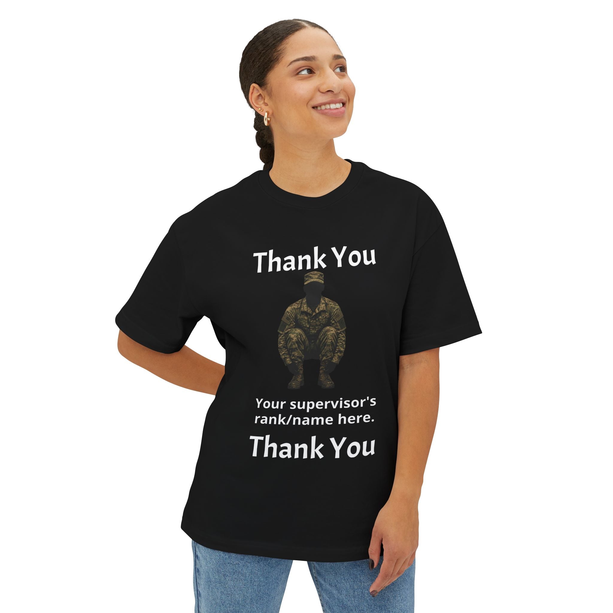 Military Tribute Tee — “Thank You” Personalized Supervisor Rank/Name