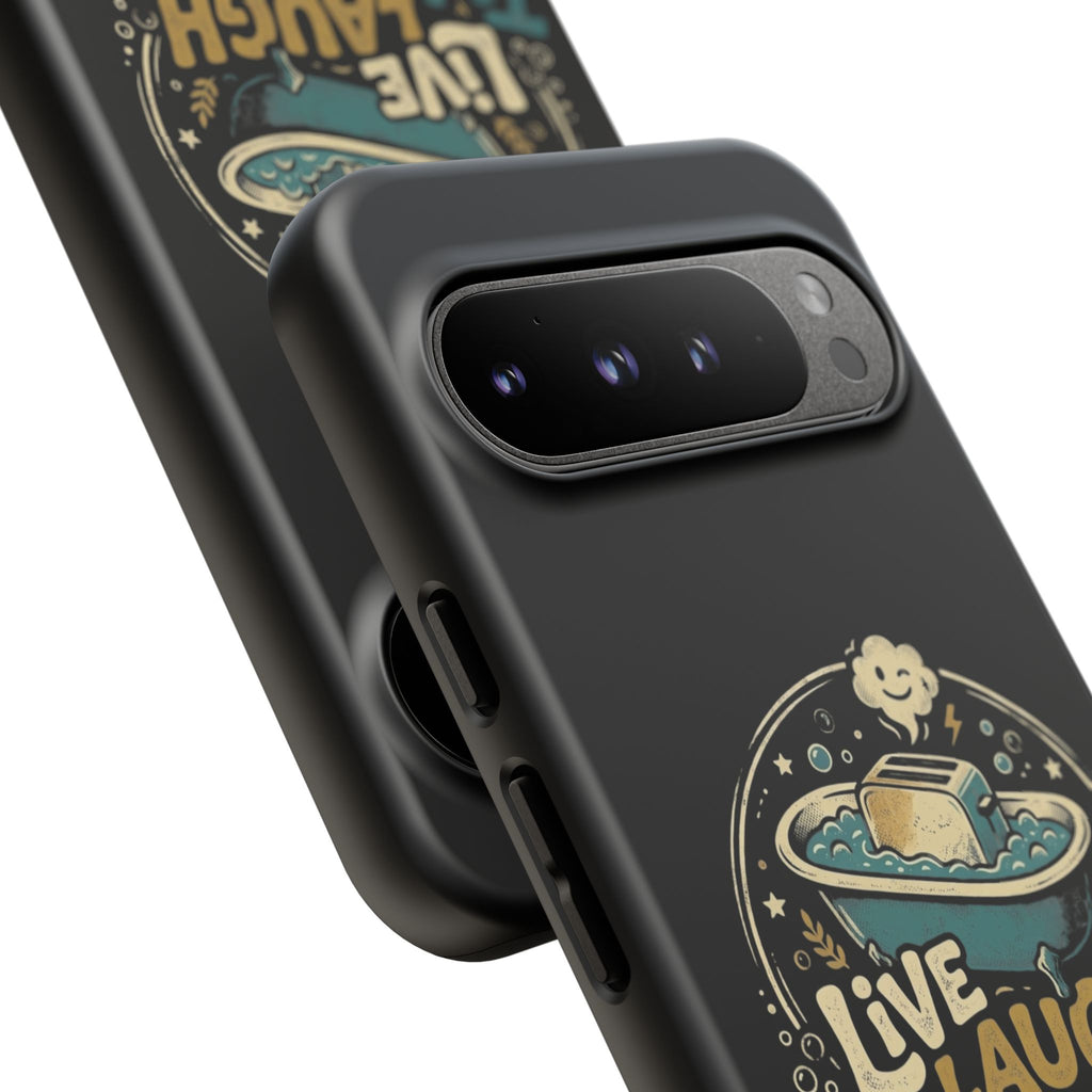 Live Laugh Toasterbath Phone Case — Cute Retro Butter in Bathtub Design