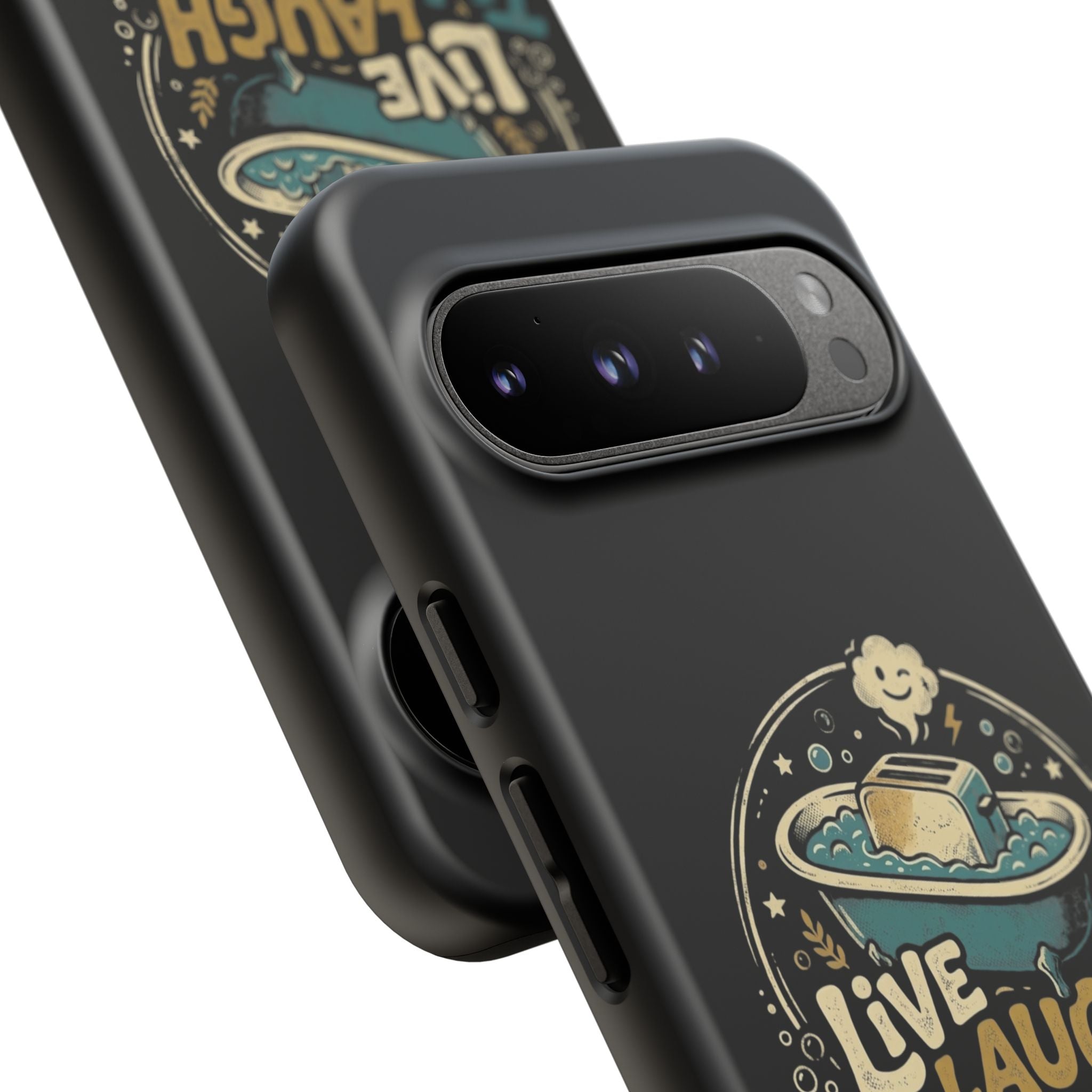 Live Laugh Toasterbath Phone Case — Cute Retro Butter in Bathtub Design