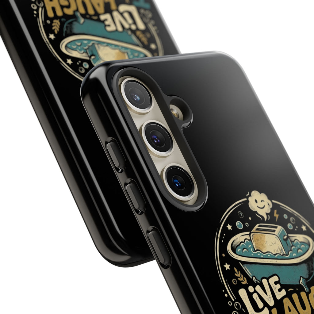 Live Laugh Toasterbath Phone Case — Cute Retro Butter in Bathtub Design