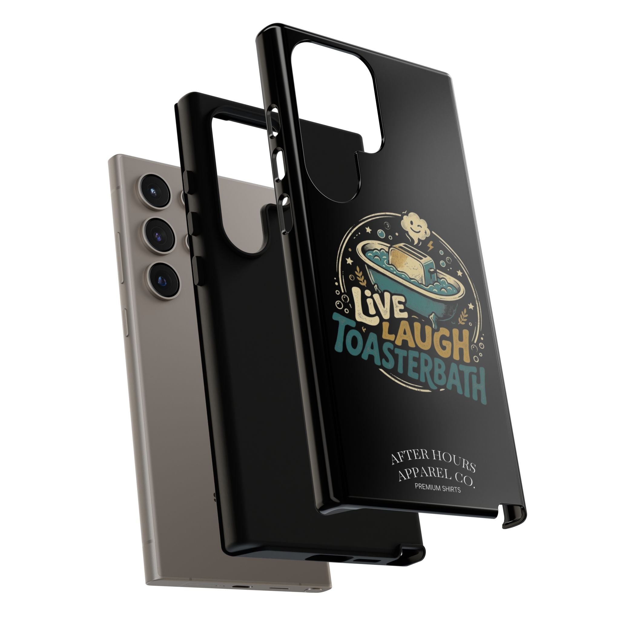 Live Laugh Toasterbath Phone Case — Cute Retro Butter in Bathtub Design