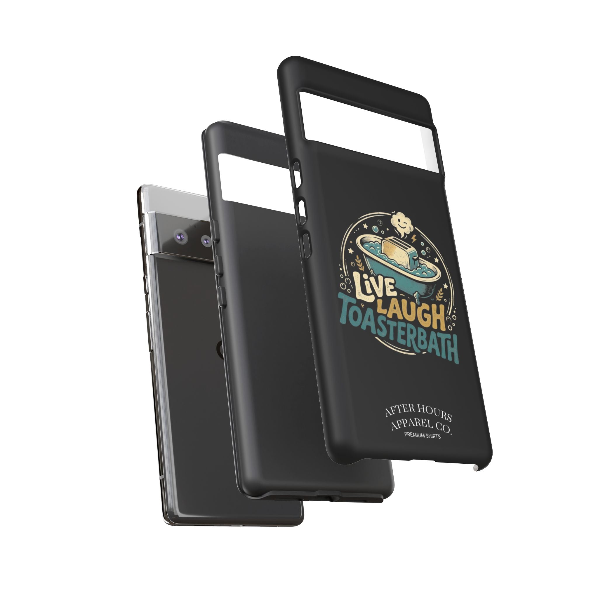 Live Laugh Toasterbath Phone Case — Cute Retro Butter in Bathtub Design