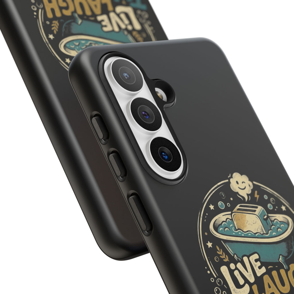 Live Laugh Toasterbath Phone Case — Cute Retro Butter in Bathtub Design