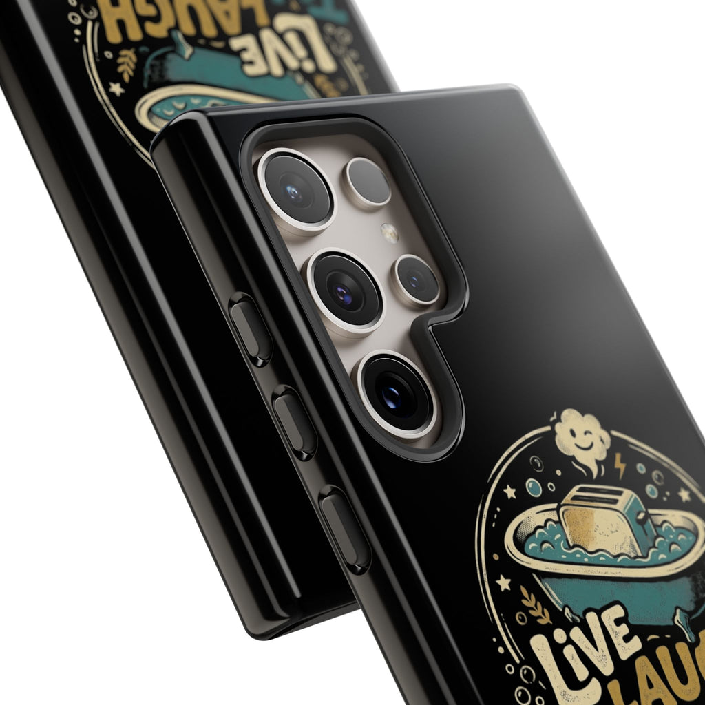 Live Laugh Toasterbath Phone Case — Cute Retro Butter in Bathtub Design