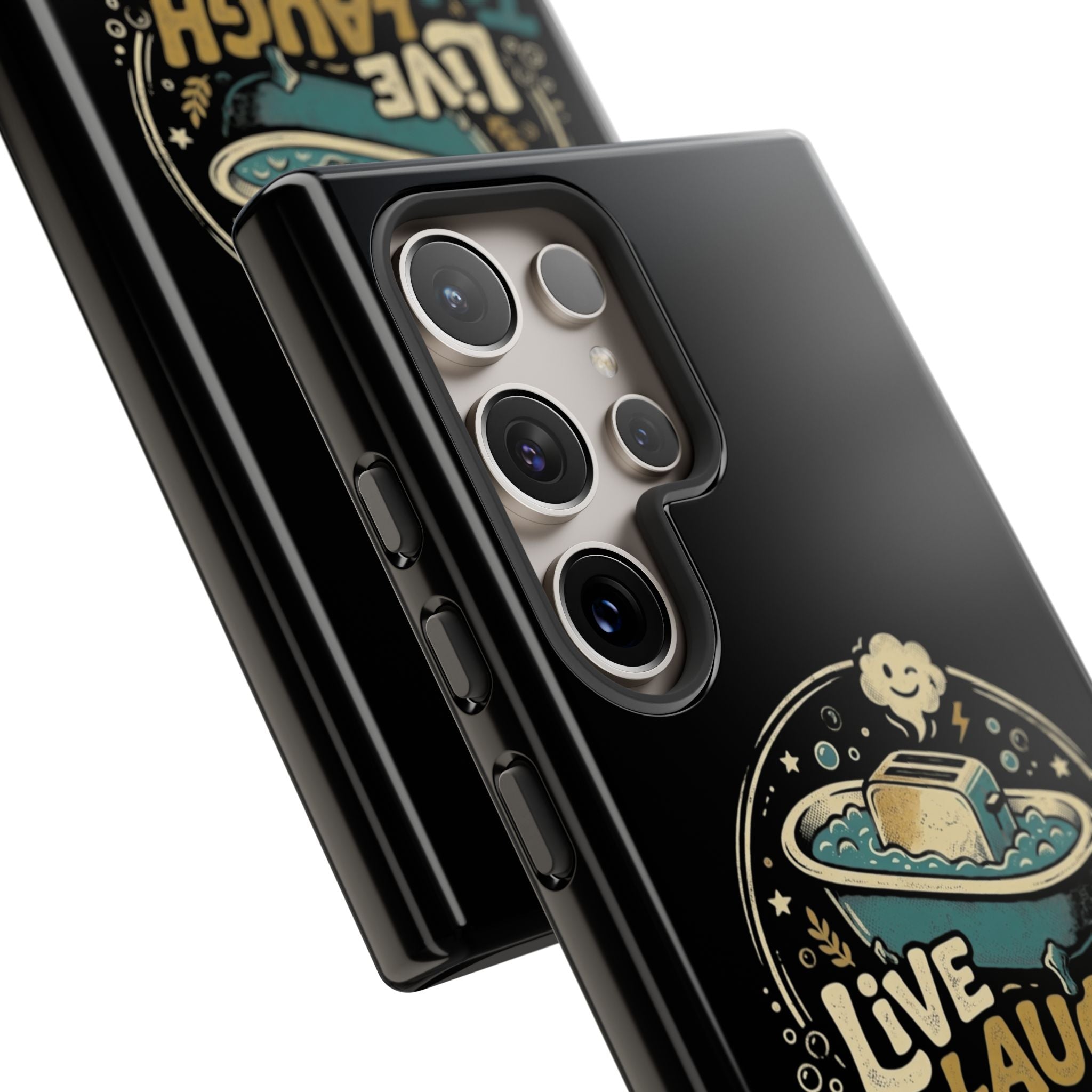 Live Laugh Toasterbath Phone Case — Cute Retro Butter in Bathtub Design