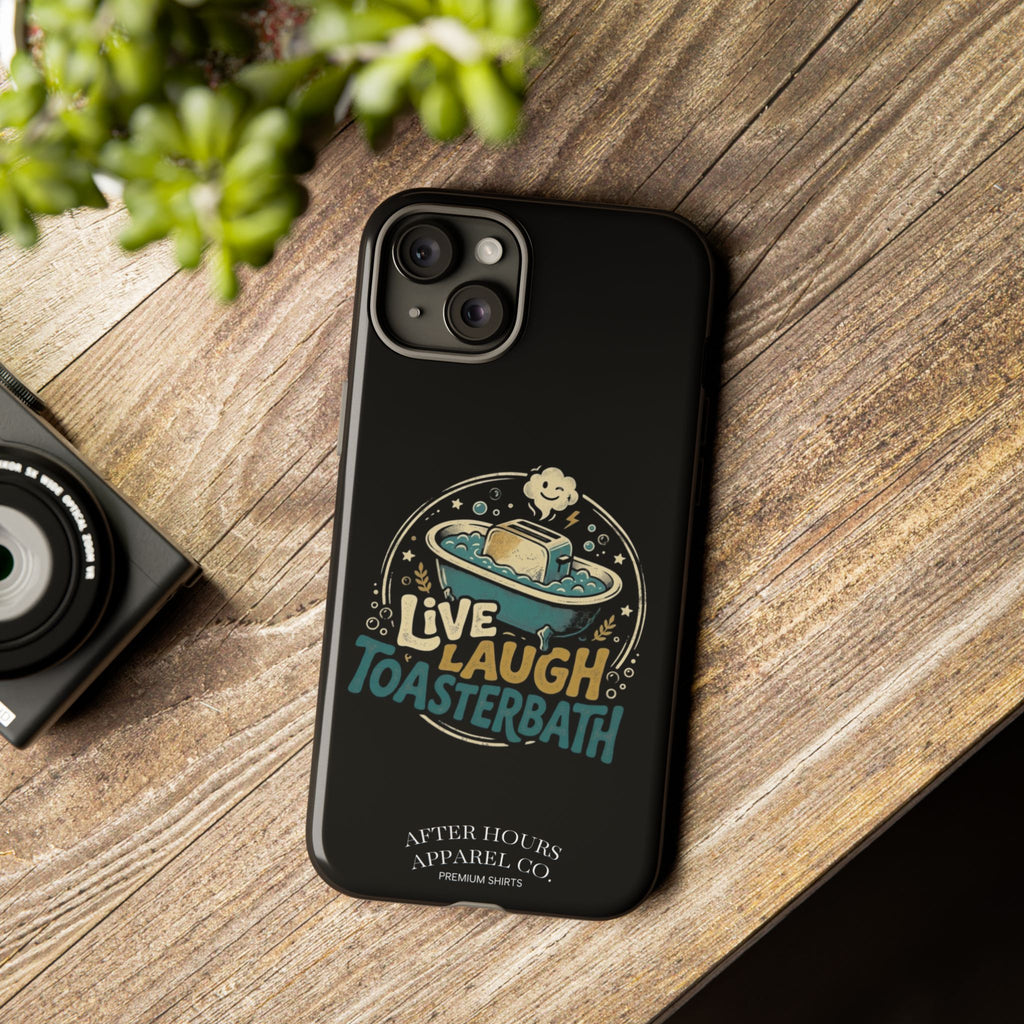 Live Laugh Toasterbath Phone Case — Cute Retro Butter in Bathtub Design