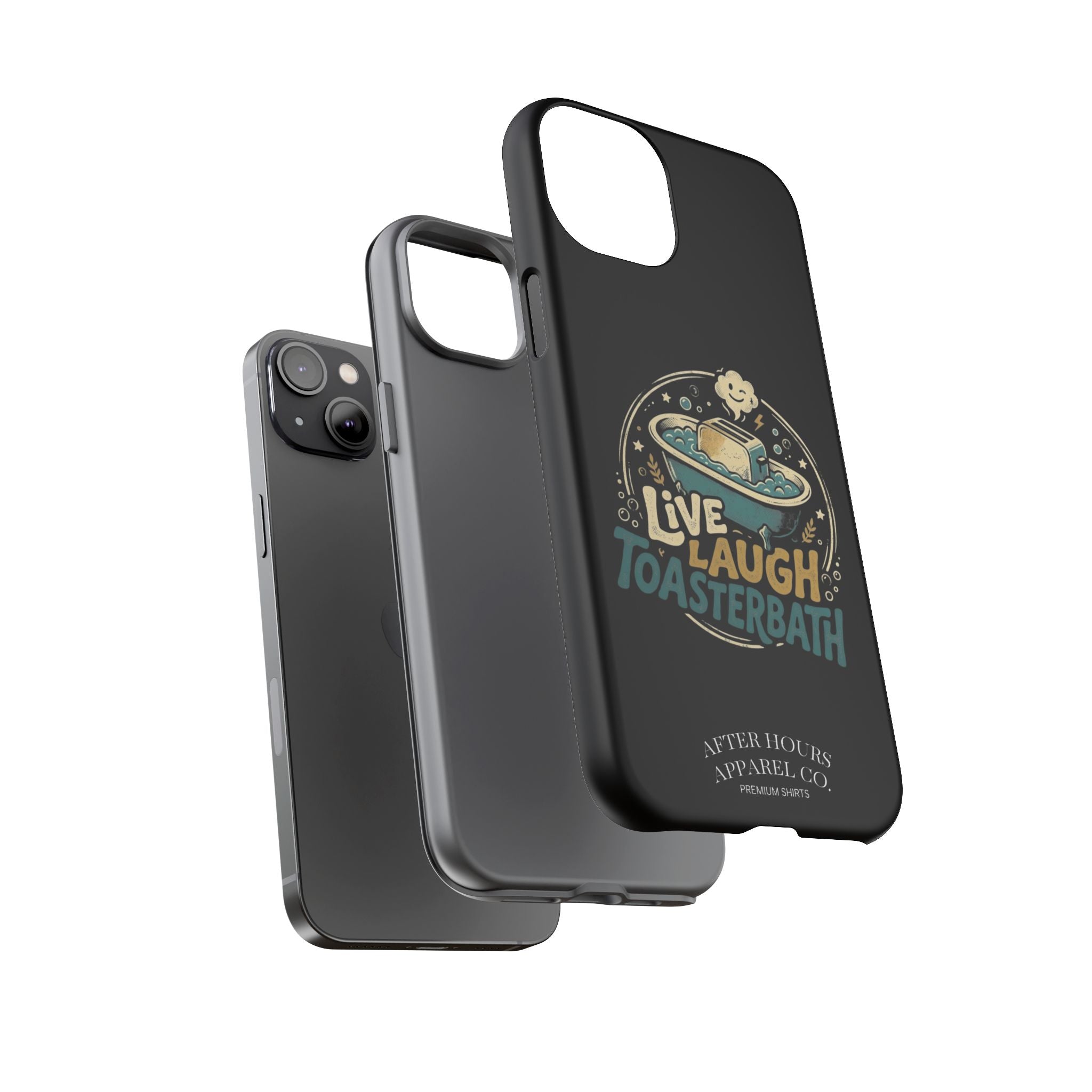 Live Laugh Toasterbath Phone Case — Cute Retro Butter in Bathtub Design