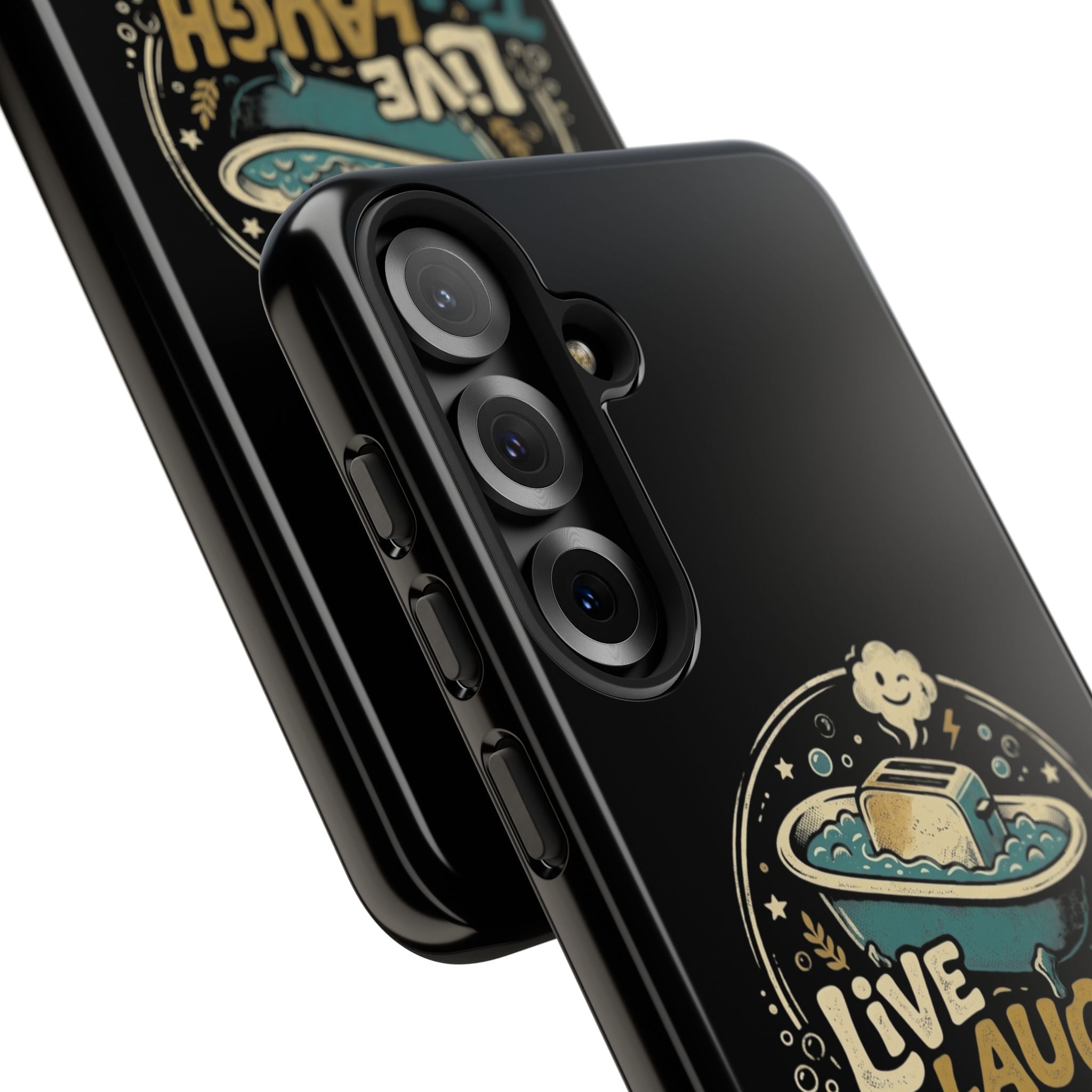 Live Laugh Toasterbath Phone Case — Cute Retro Butter in Bathtub Design