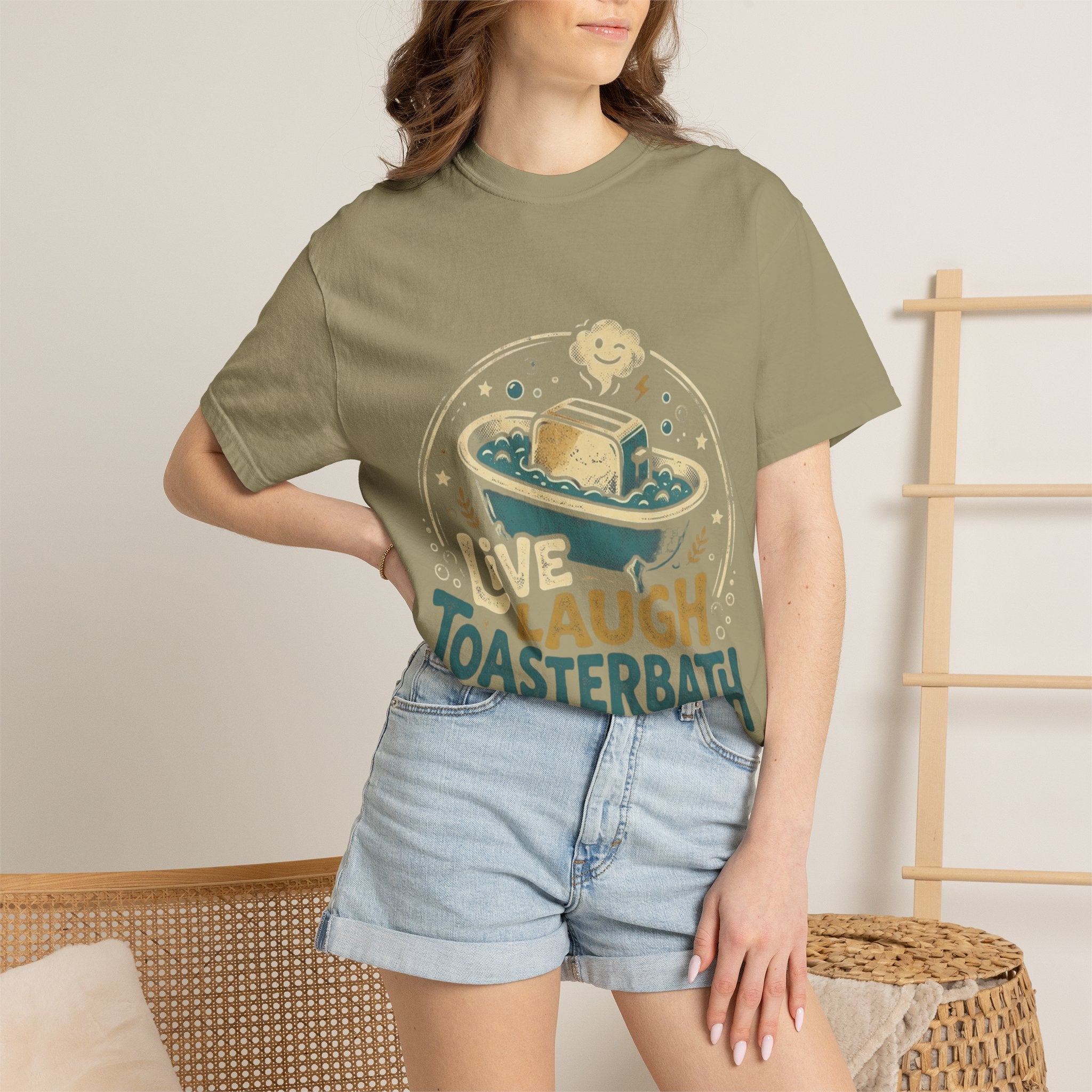 Live Laugh Toasterbath T-Shirt — Funny Retro Kitchen Graphic Tee