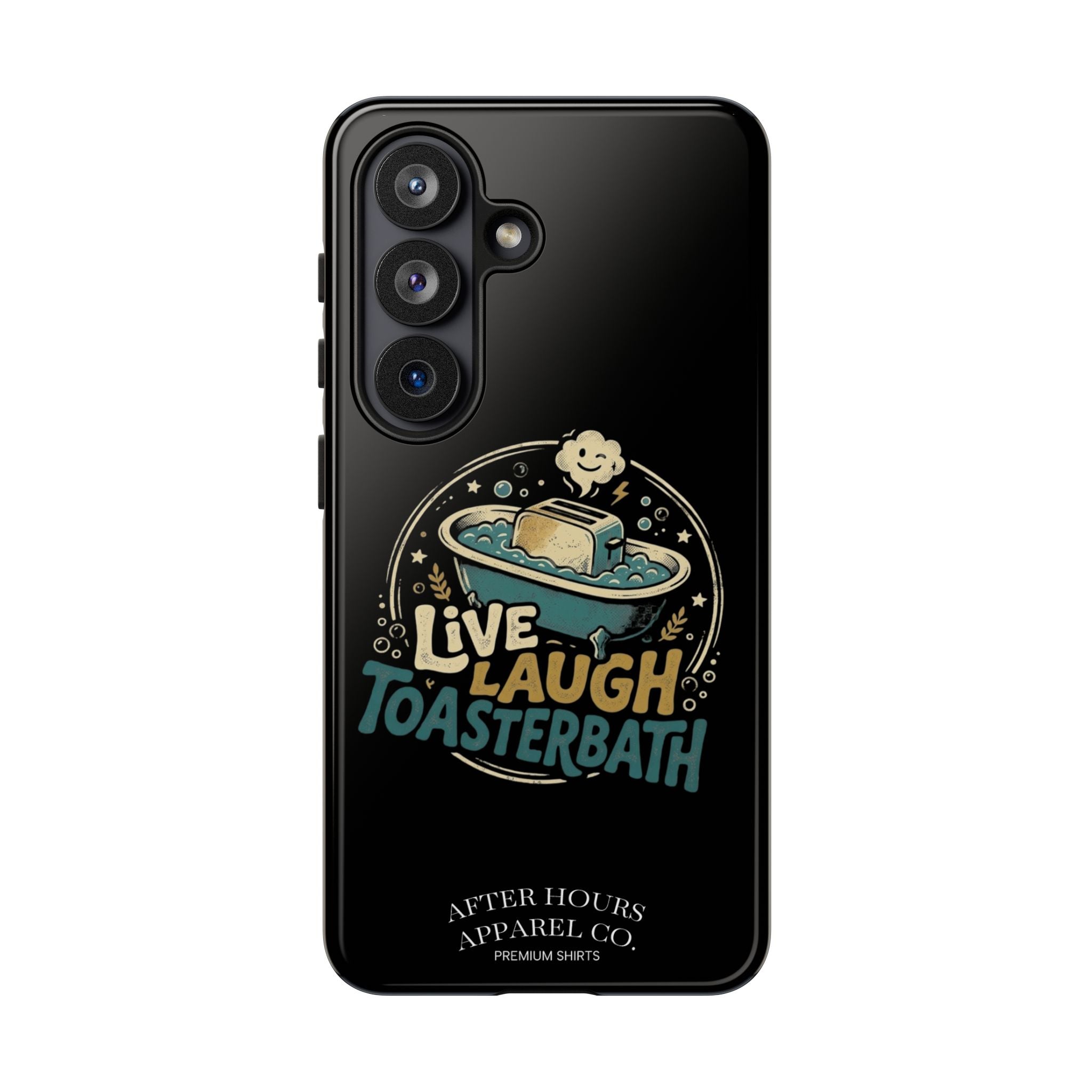 Live Laugh Toasterbath Phone Case — Cute Retro Butter in Bathtub Design