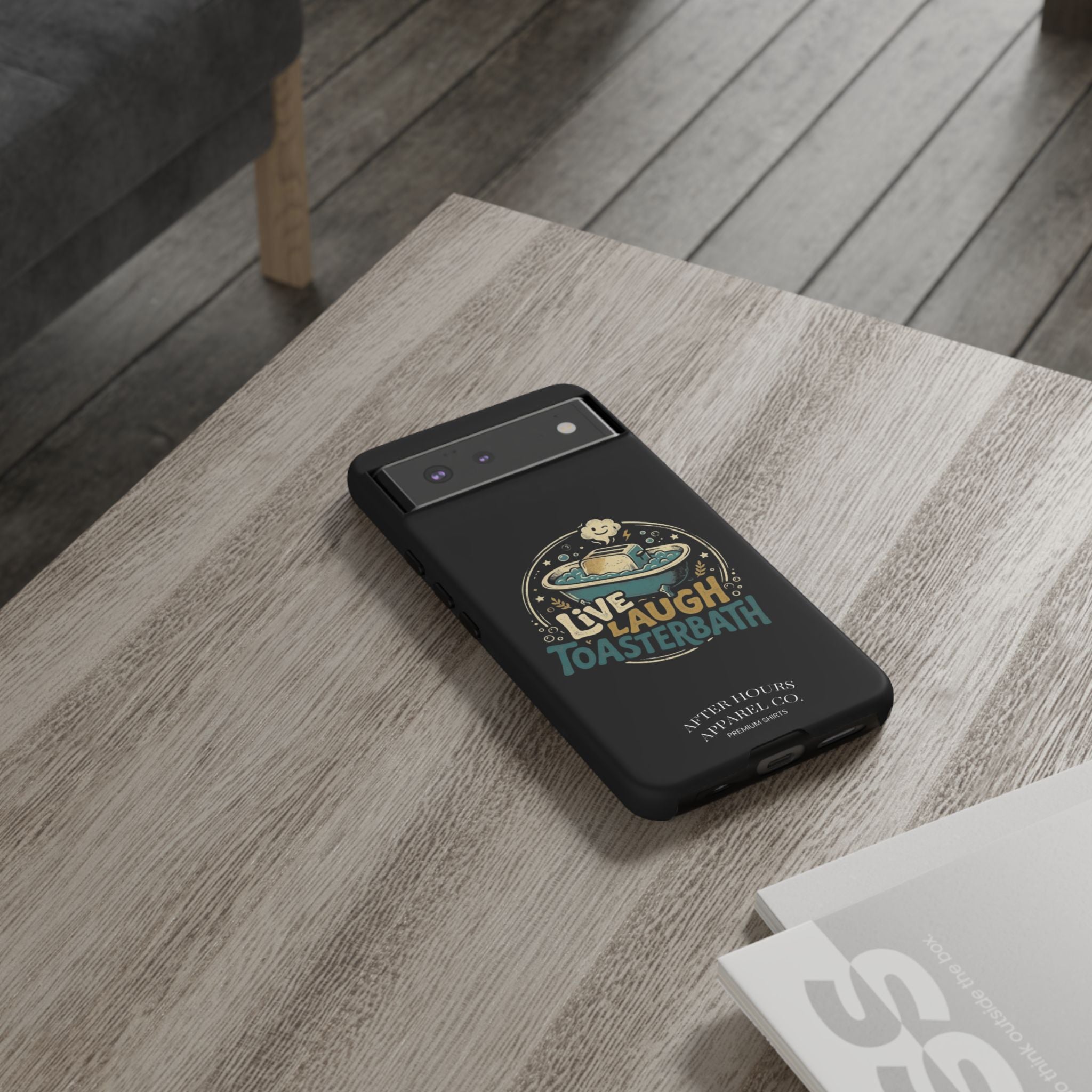 Live Laugh Toasterbath Phone Case — Cute Retro Butter in Bathtub Design