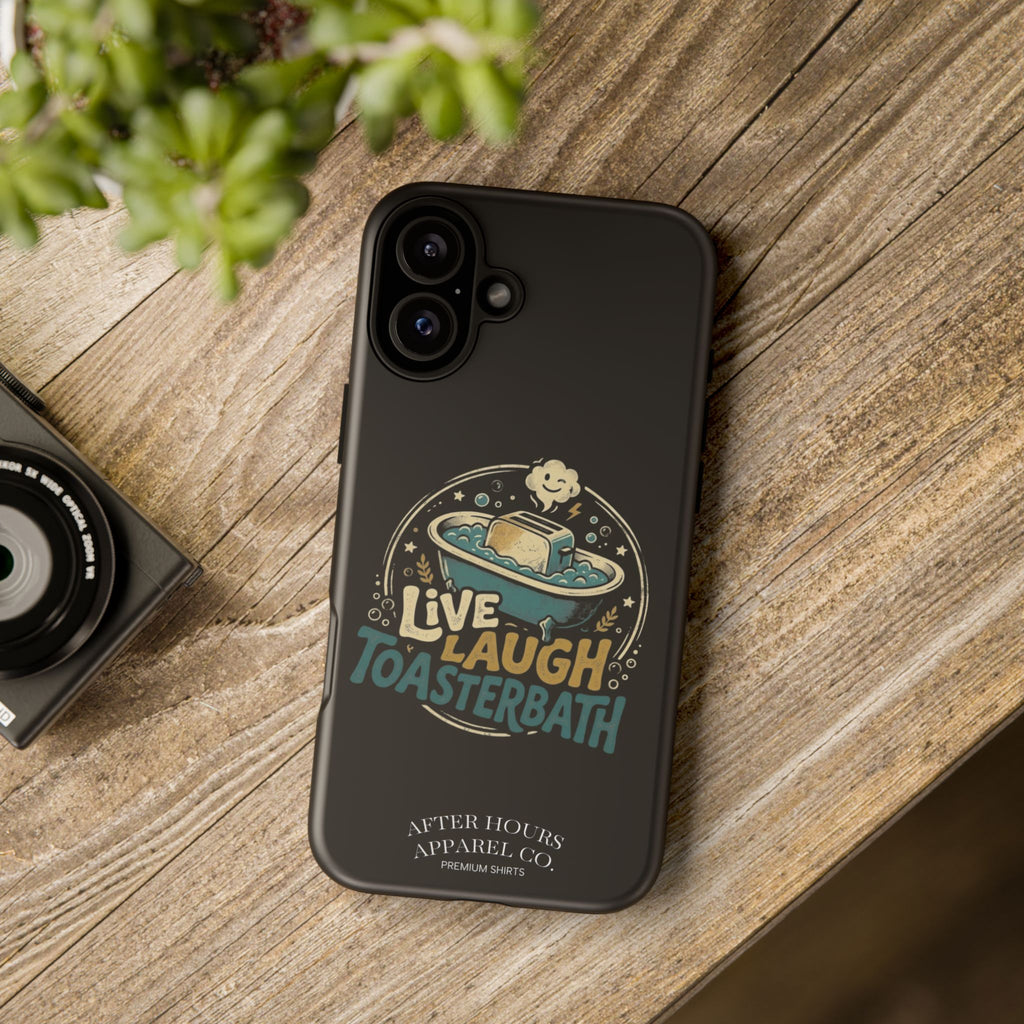 Live Laugh Toasterbath Phone Case — Cute Retro Butter in Bathtub Design