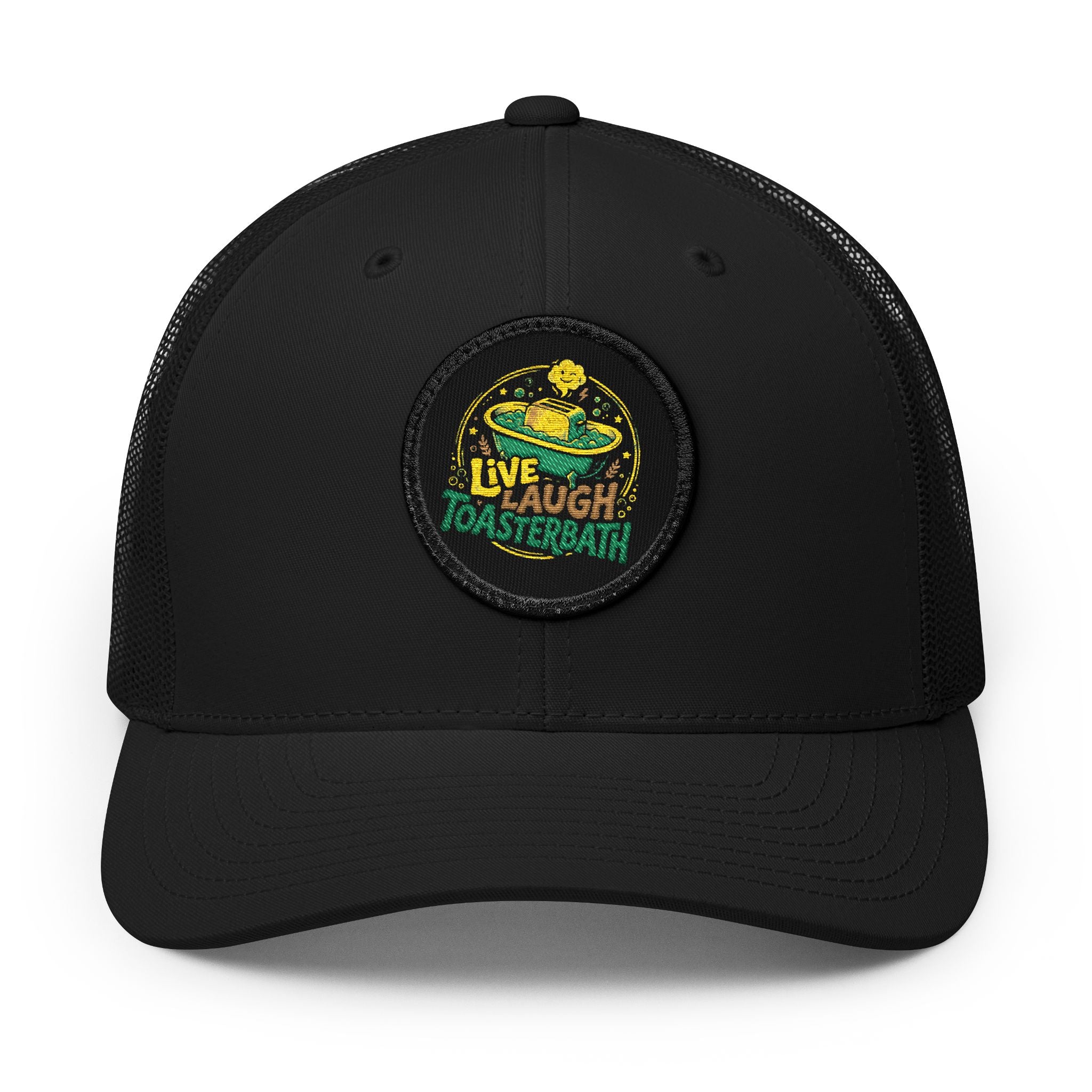 Trucker Hat — 'Live, Laugh, ToasterBath' Embroidered Patch Snapback