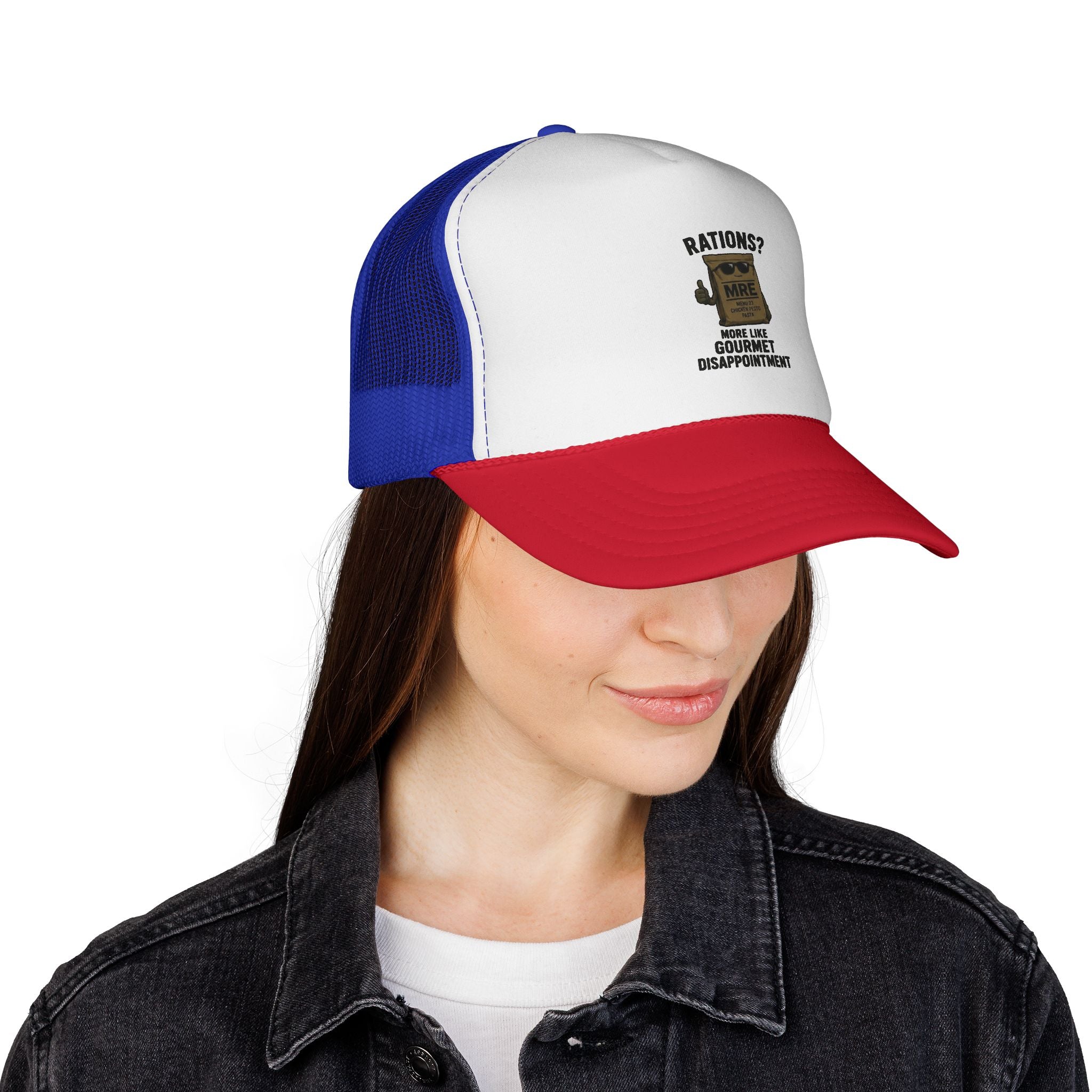 Trucker Hat — “Rations? More Like Gourmet Disappointment” Funny MRE Military Humor Cap