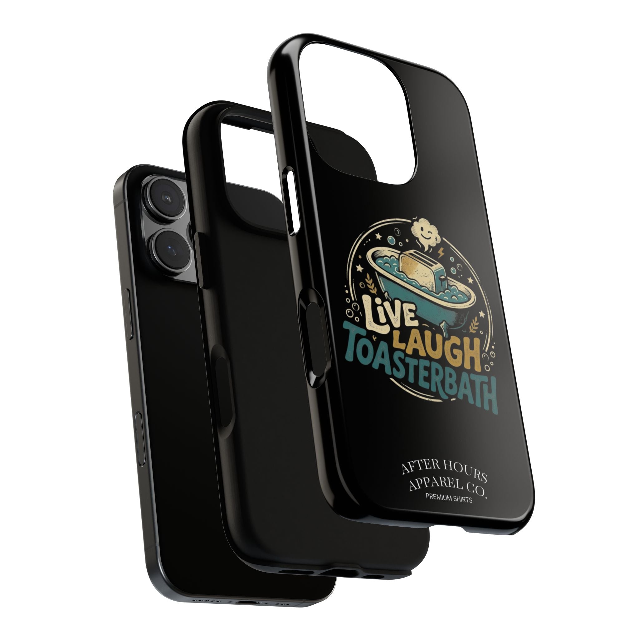Live Laugh Toasterbath Phone Case — Cute Retro Butter in Bathtub Design