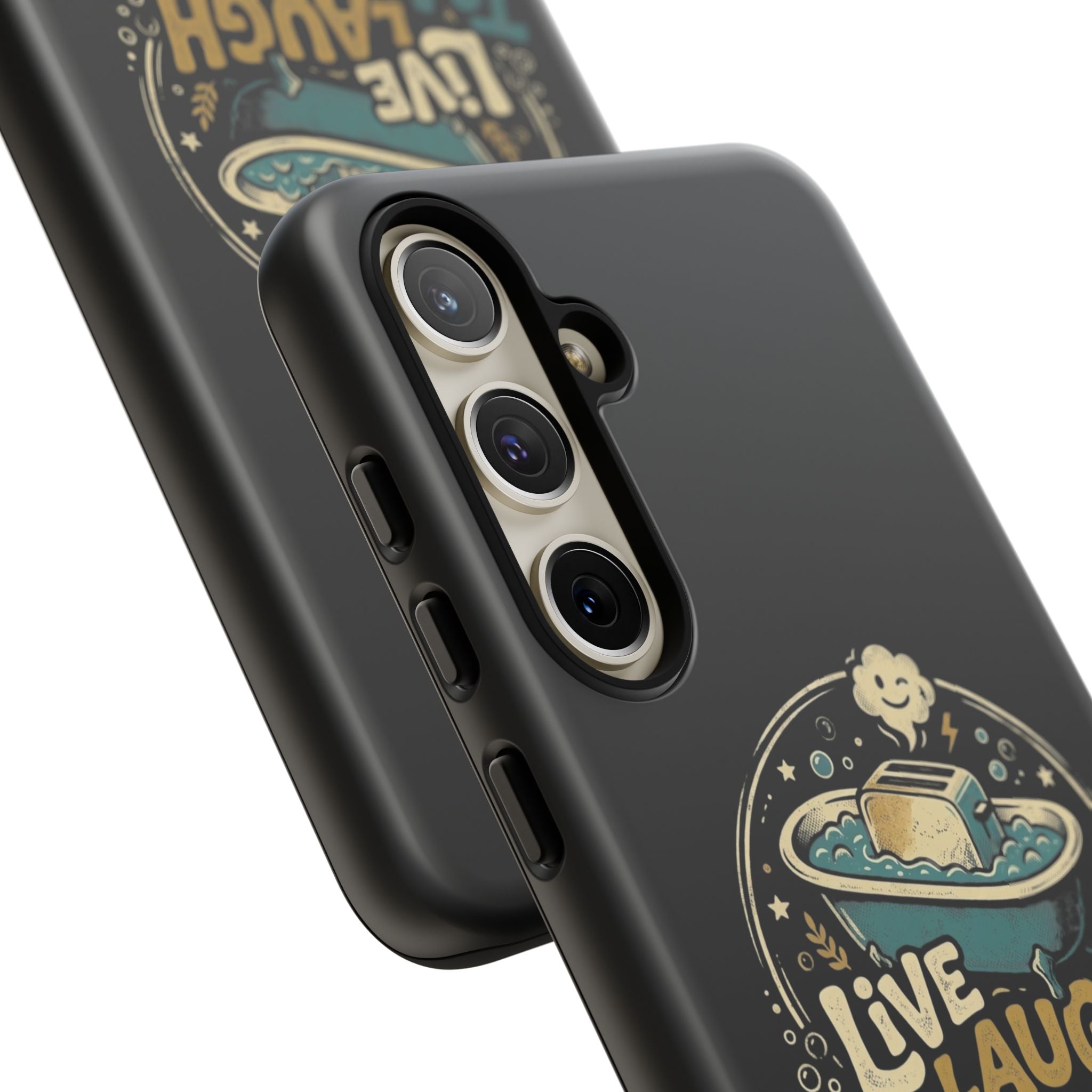 Live Laugh Toasterbath Phone Case — Cute Retro Butter in Bathtub Design