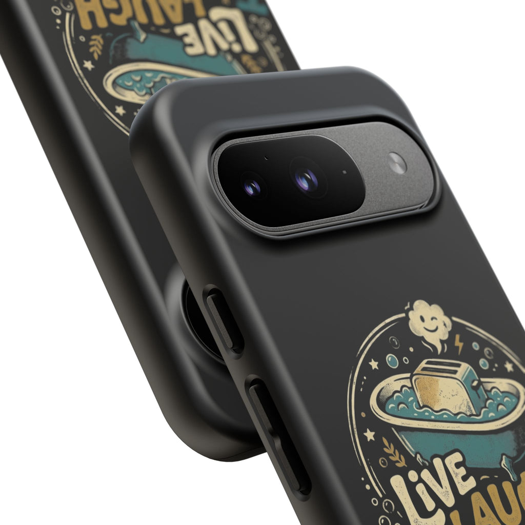Live Laugh Toasterbath Phone Case — Cute Retro Butter in Bathtub Design