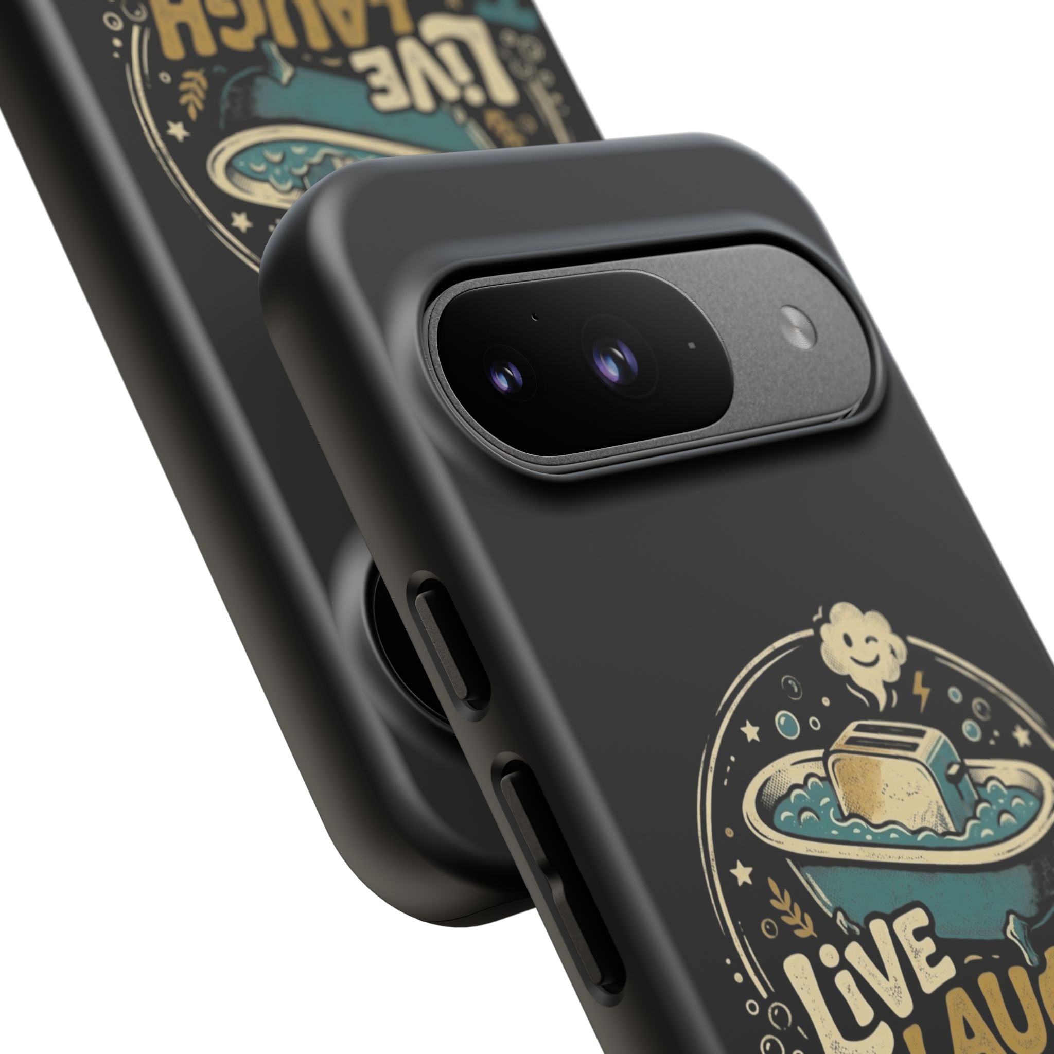 Live Laugh Toasterbath Phone Case — Cute Retro Butter in Bathtub Design