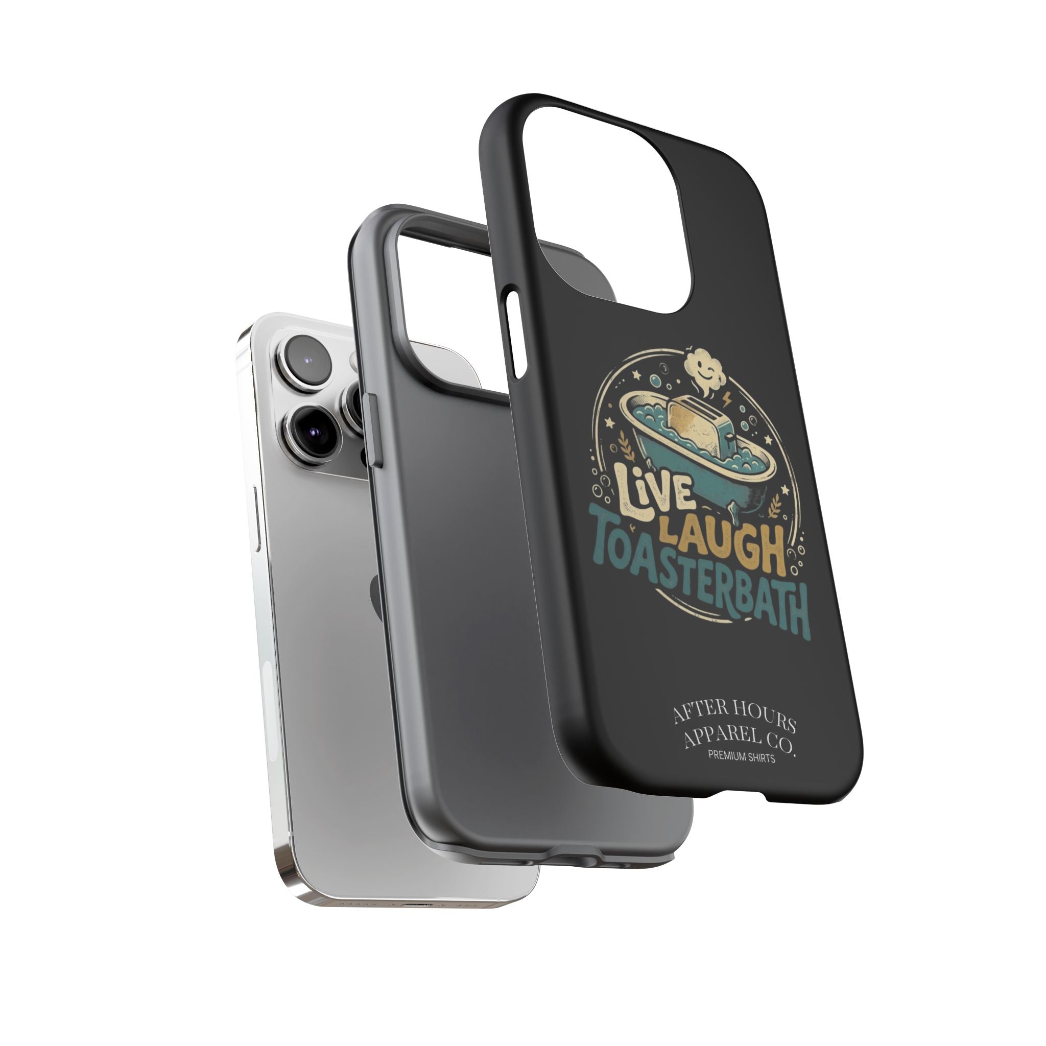Live Laugh Toasterbath Phone Case — Cute Retro Butter in Bathtub Design