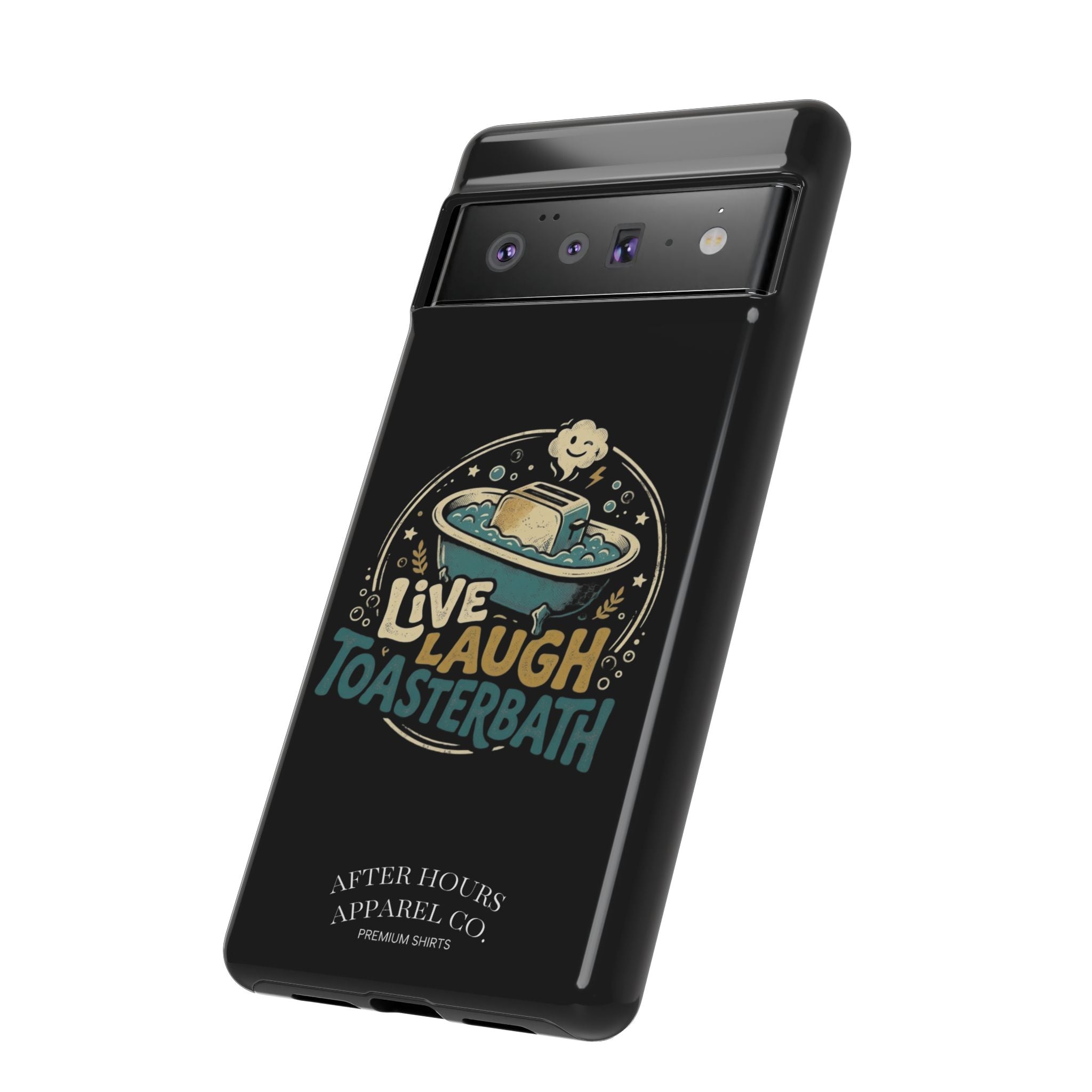 Live Laugh Toasterbath Phone Case — Cute Retro Butter in Bathtub Design