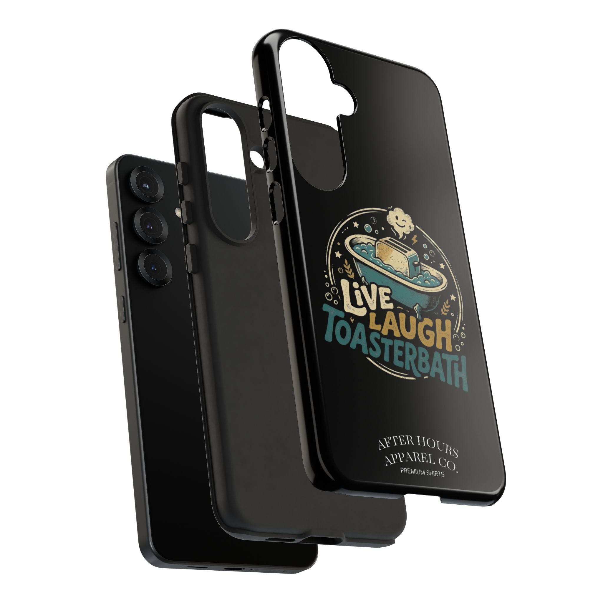 Live Laugh Toasterbath Phone Case — Cute Retro Butter in Bathtub Design