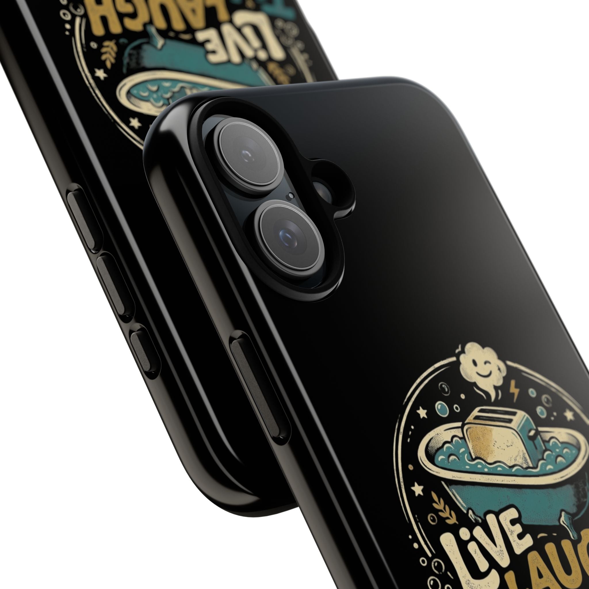 Live Laugh Toasterbath Phone Case — Cute Retro Butter in Bathtub Design