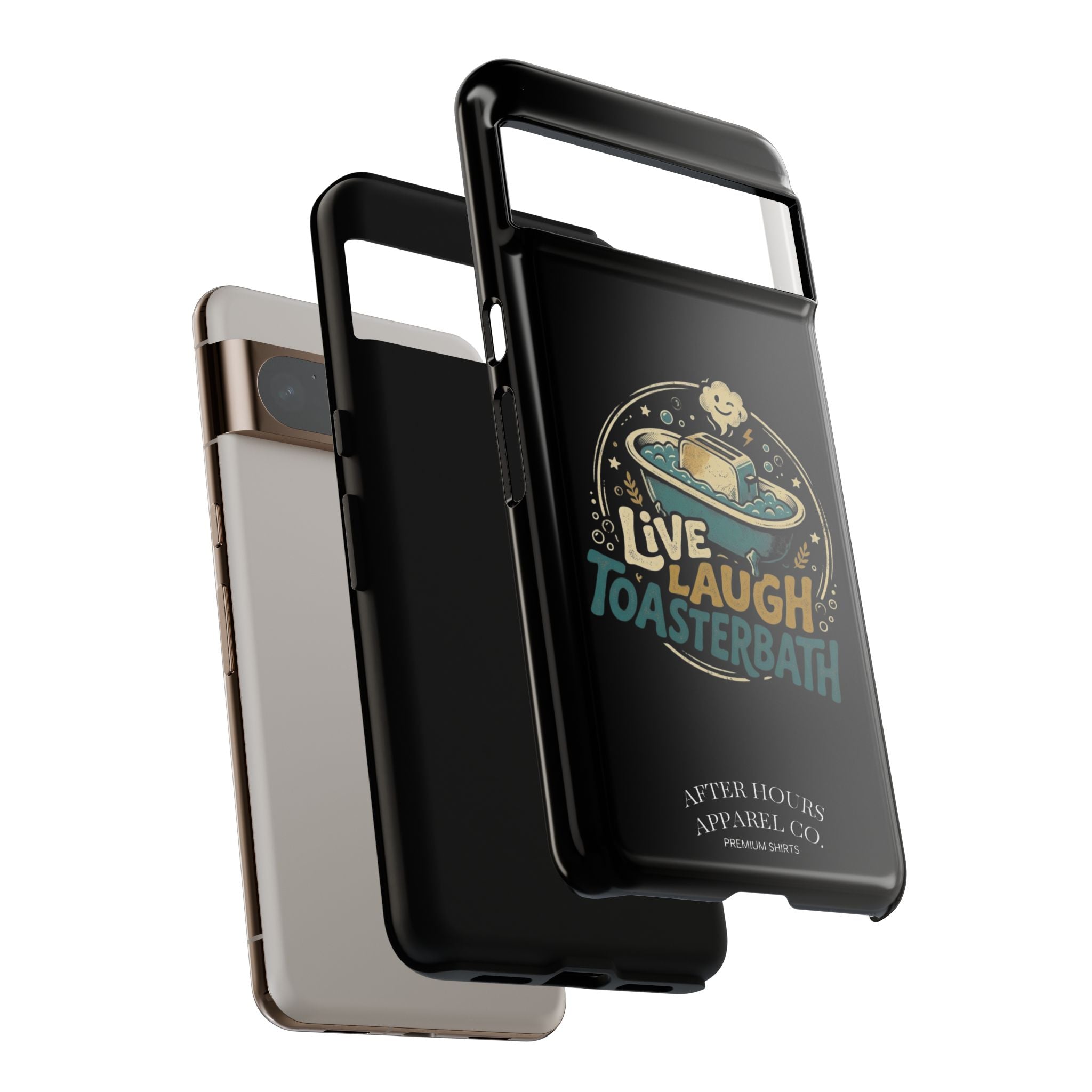 Live Laugh Toasterbath Phone Case — Cute Retro Butter in Bathtub Design