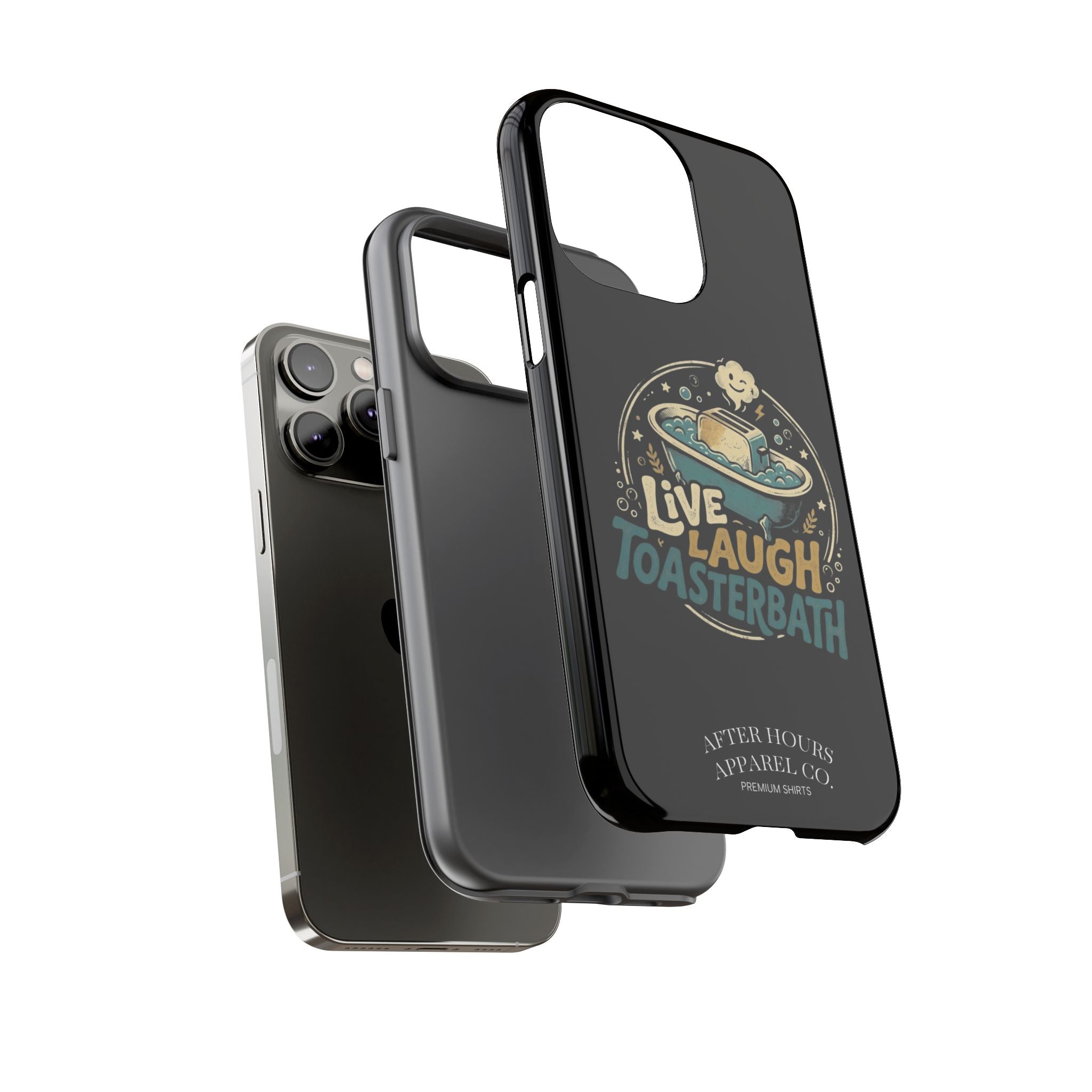 Live Laugh Toasterbath Phone Case — Cute Retro Butter in Bathtub Design