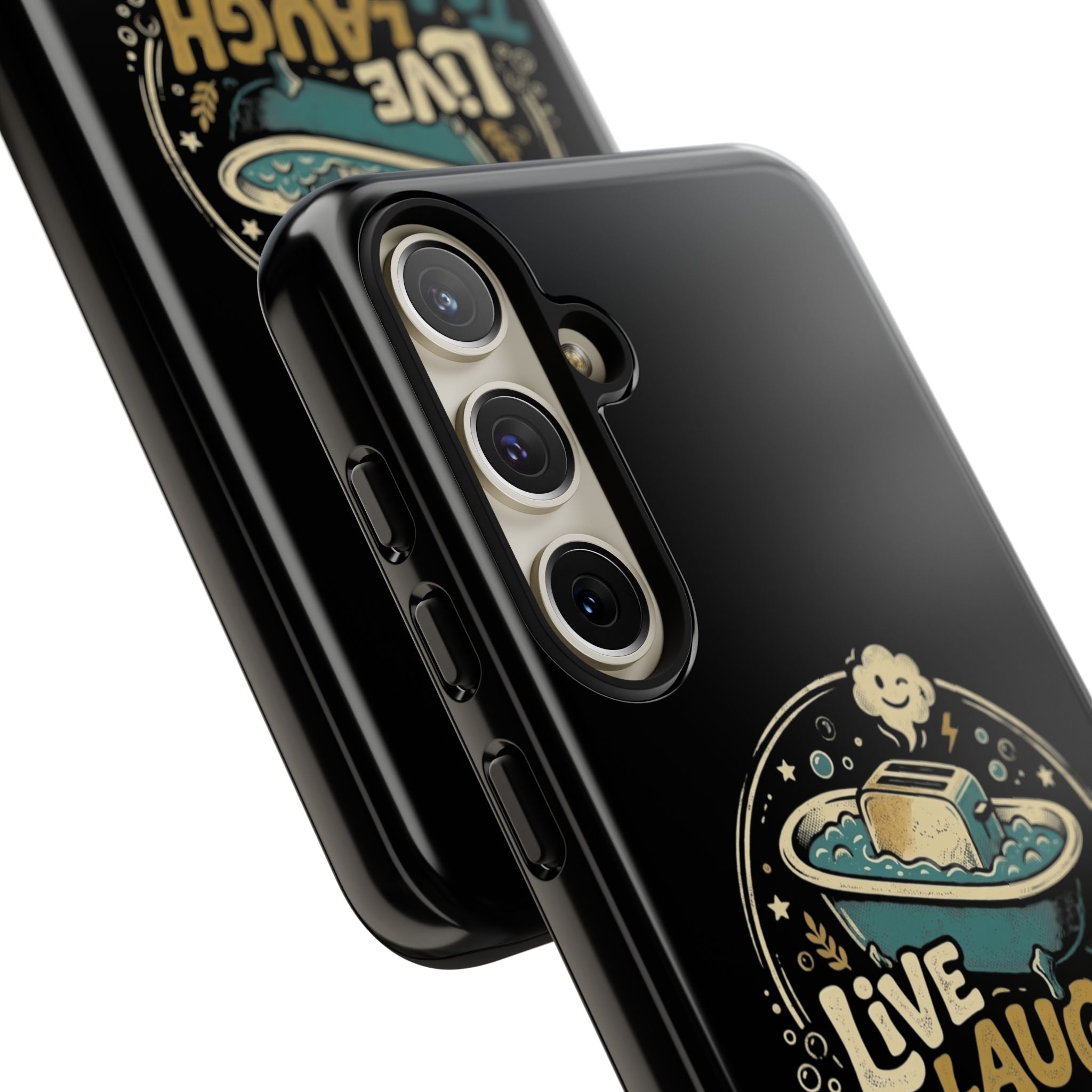 Live Laugh Toasterbath Phone Case — Cute Retro Butter in Bathtub Design
