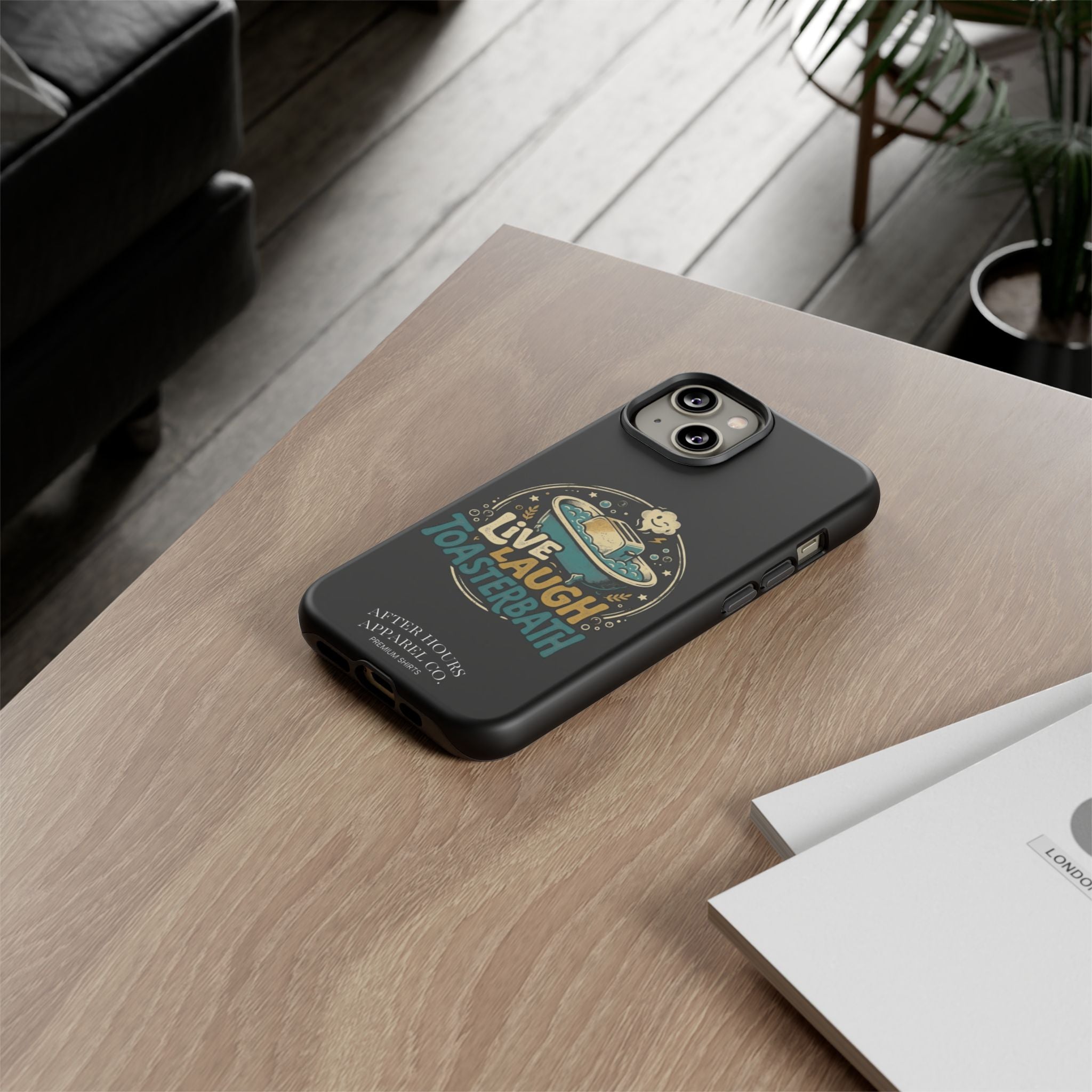 Live Laugh Toasterbath Phone Case — Cute Retro Butter in Bathtub Design