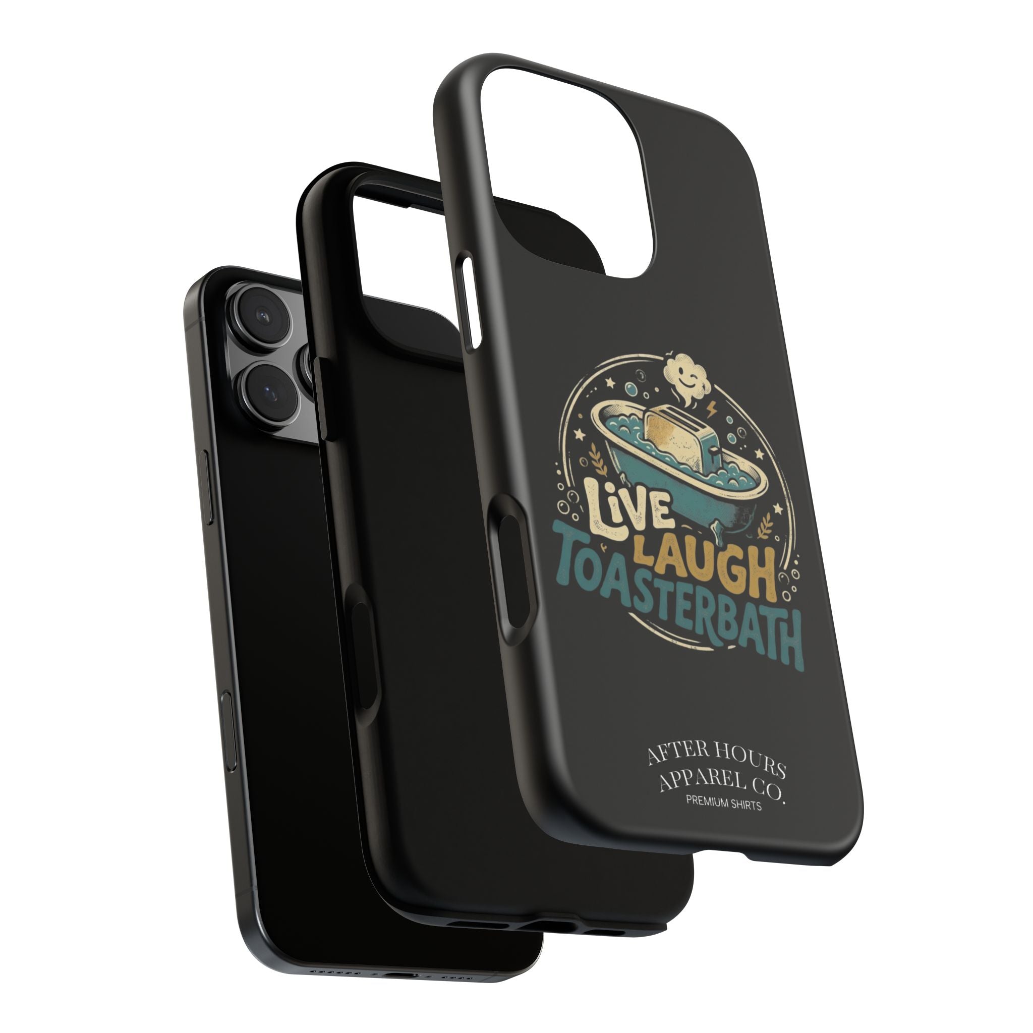 Live Laugh Toasterbath Phone Case — Cute Retro Butter in Bathtub Design