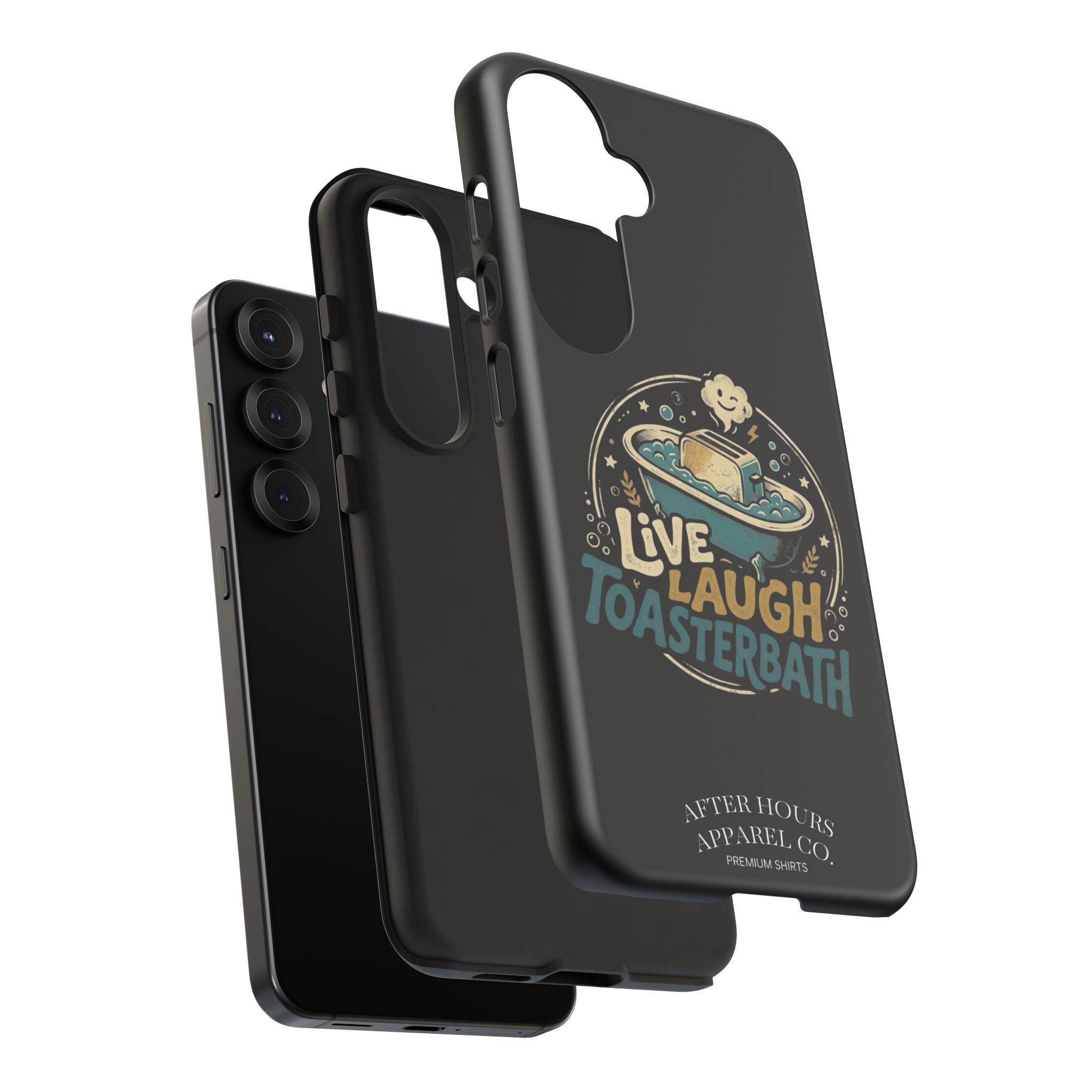 Live Laugh Toasterbath Phone Case — Cute Retro Butter in Bathtub Design