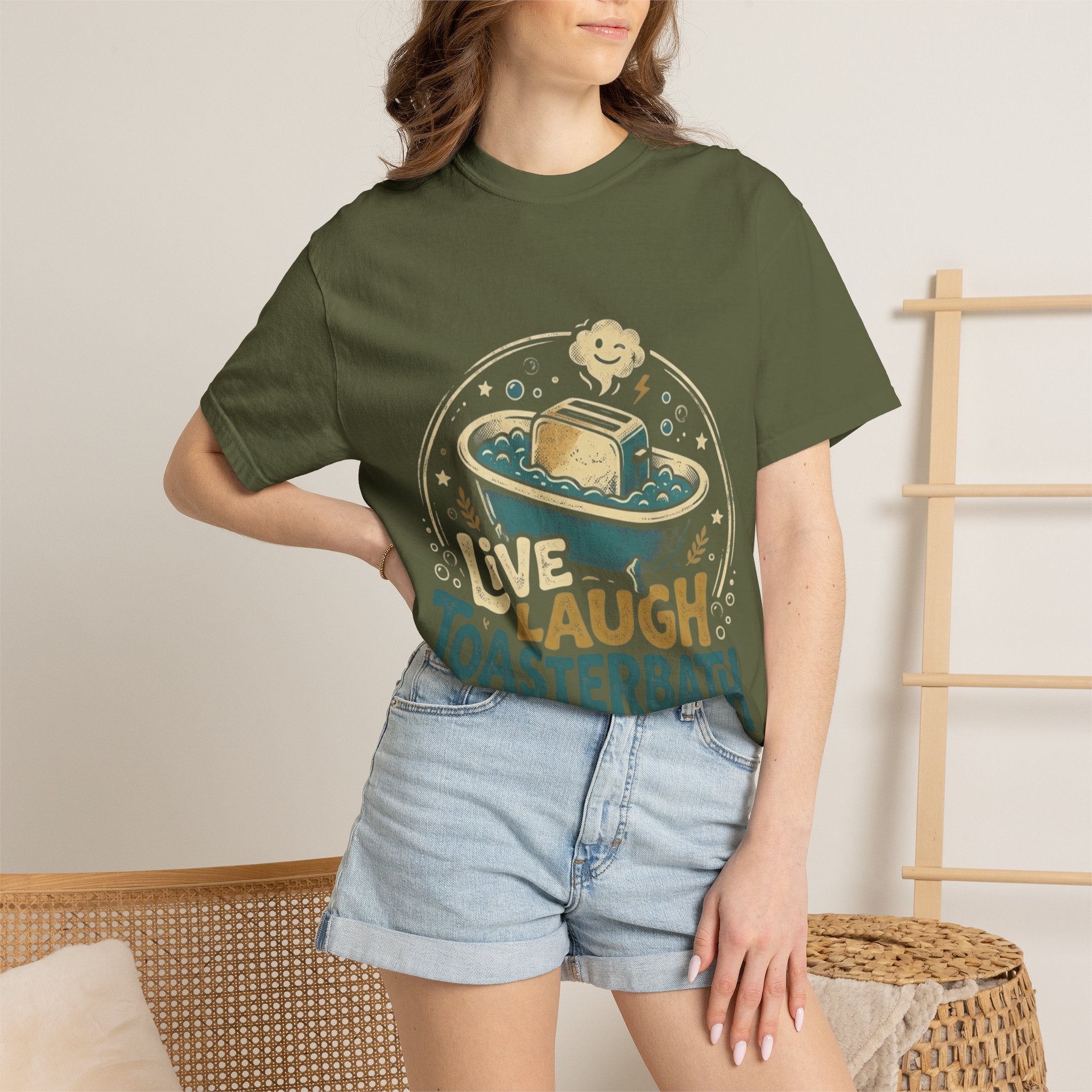 Live Laugh Toasterbath T-Shirt — Funny Retro Kitchen Graphic Tee