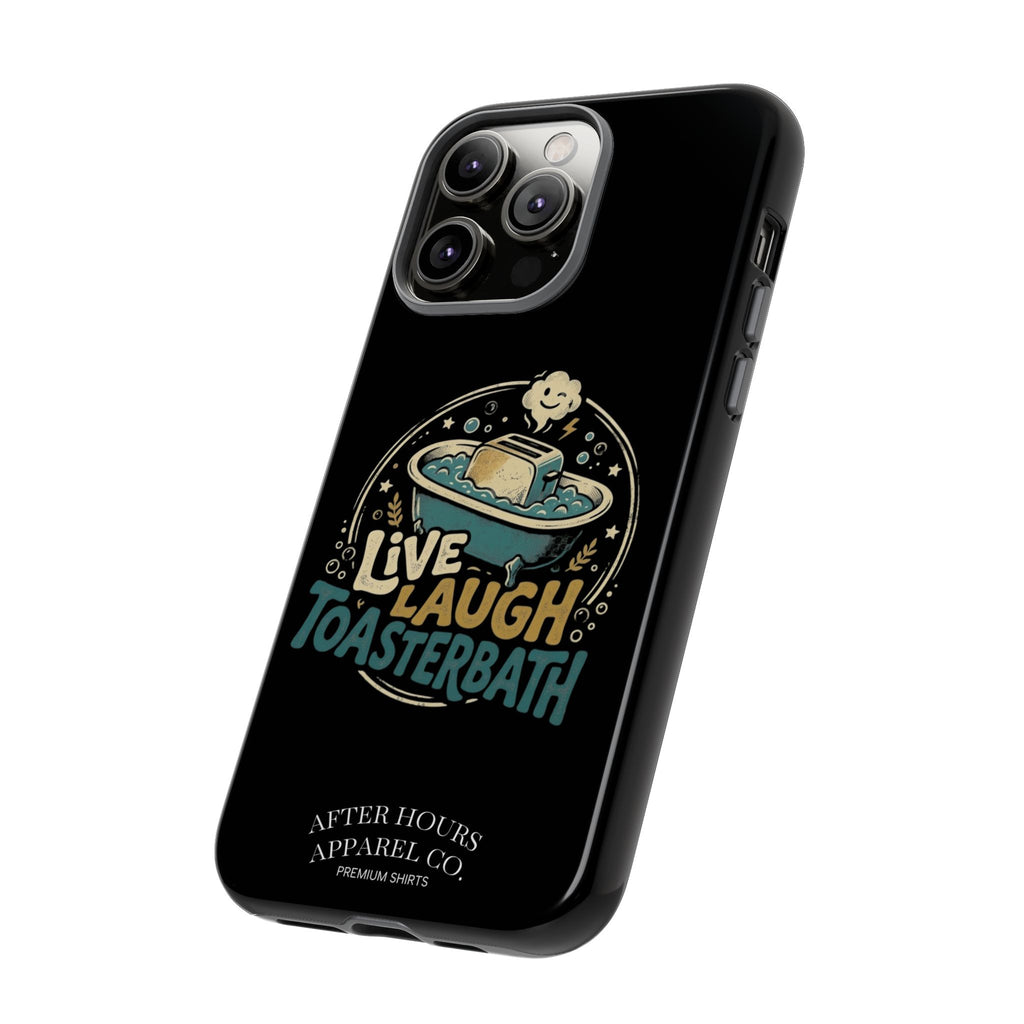 Live Laugh Toasterbath Phone Case — Cute Retro Butter in Bathtub Design