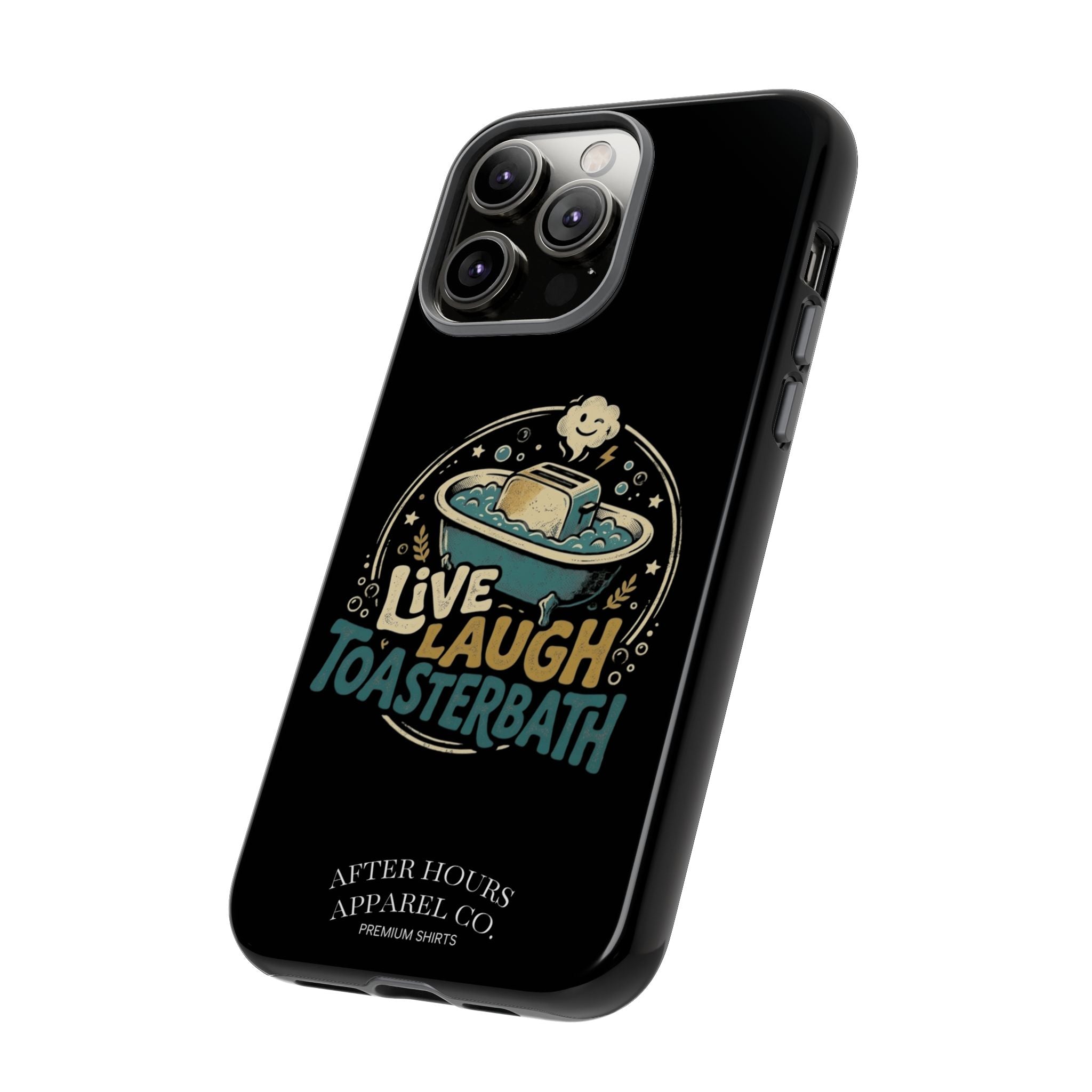 Live Laugh Toasterbath Phone Case — Cute Retro Butter in Bathtub Design