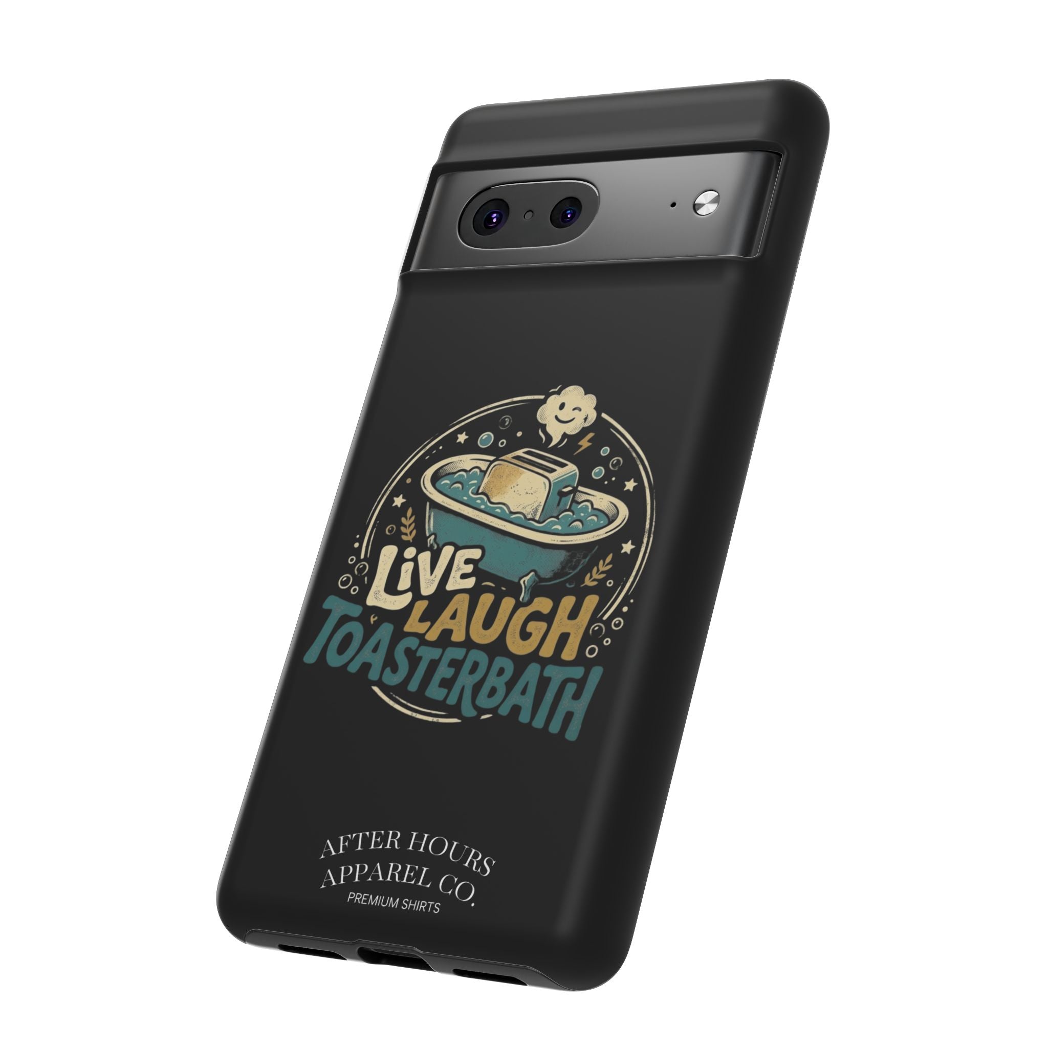 Live Laugh Toasterbath Phone Case — Cute Retro Butter in Bathtub Design