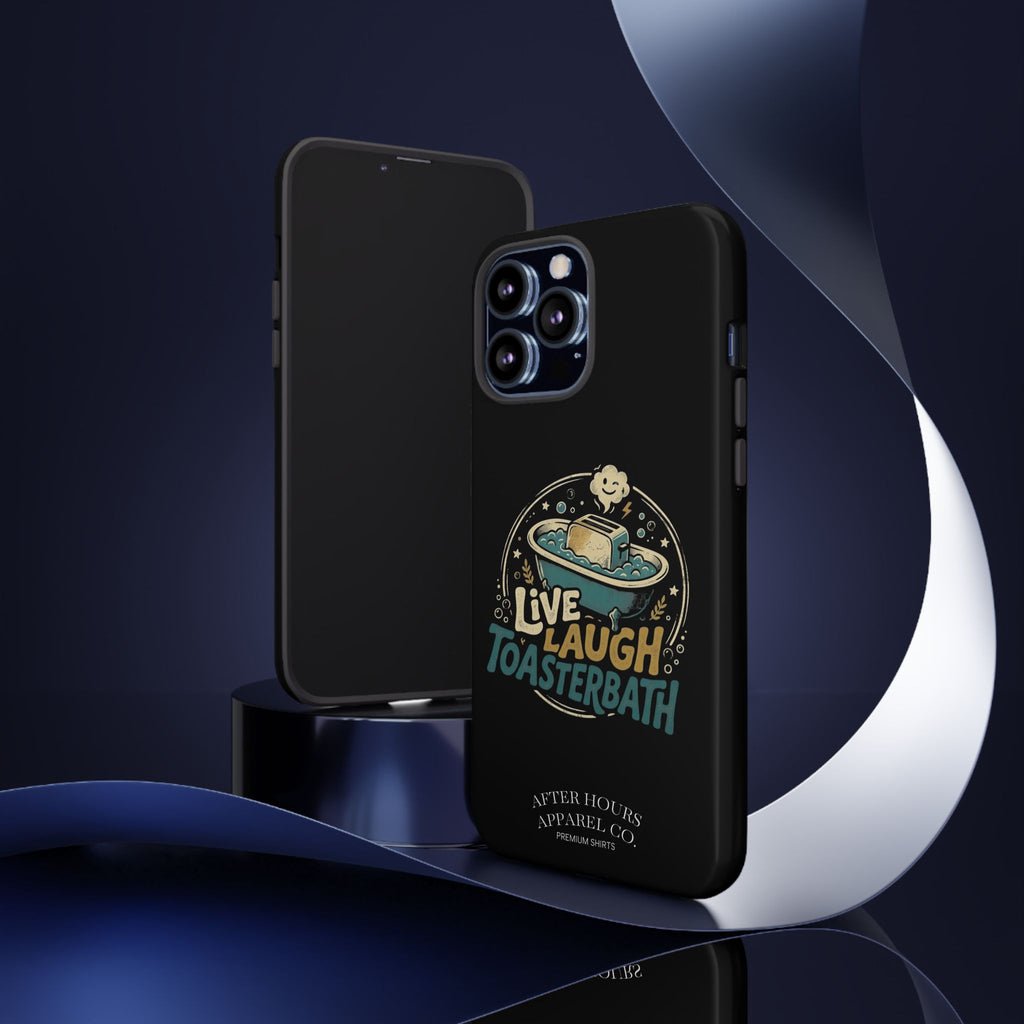 Live Laugh Toasterbath Phone Case — Cute Retro Butter in Bathtub Design