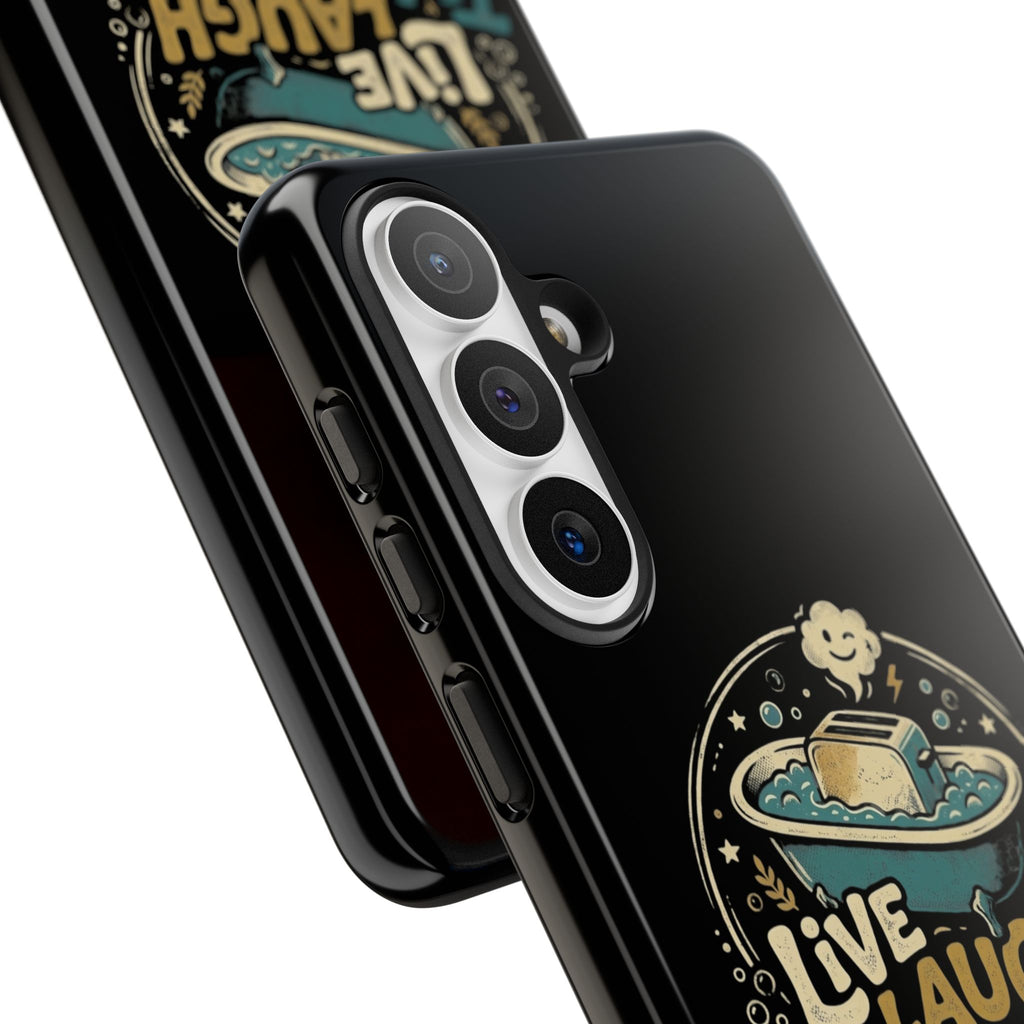 Live Laugh Toasterbath Phone Case — Cute Retro Butter in Bathtub Design
