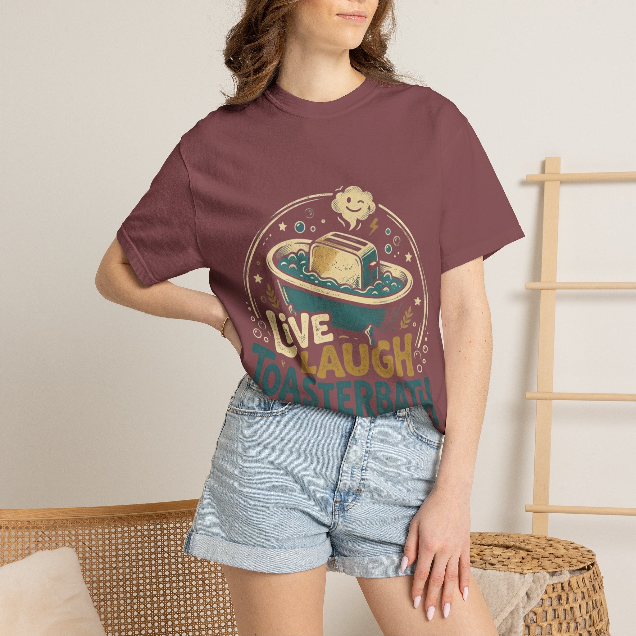 Live Laugh Toasterbath T-Shirt — Funny Retro Kitchen Graphic Tee