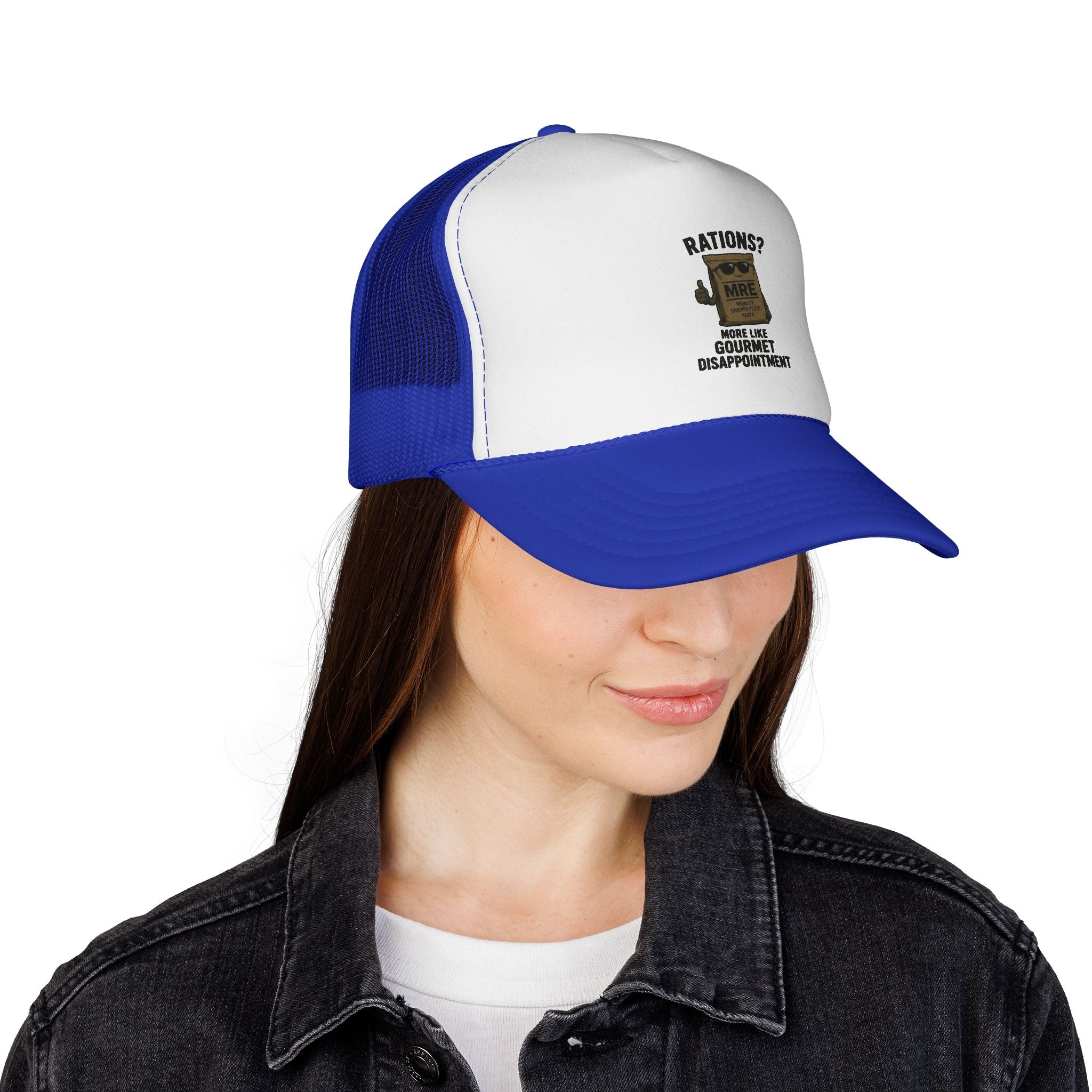 Trucker Hat — “Rations? More Like Gourmet Disappointment” Funny MRE Military Humor Cap