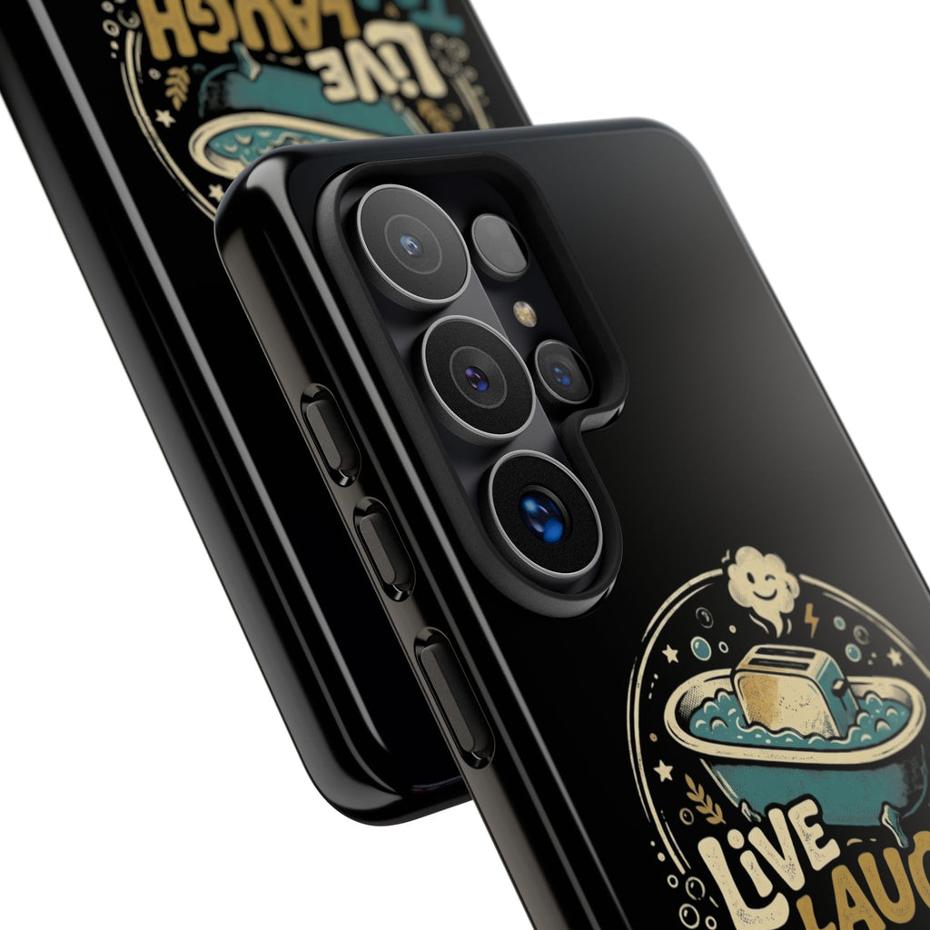 Live Laugh Toasterbath Phone Case — Cute Retro Butter in Bathtub Design