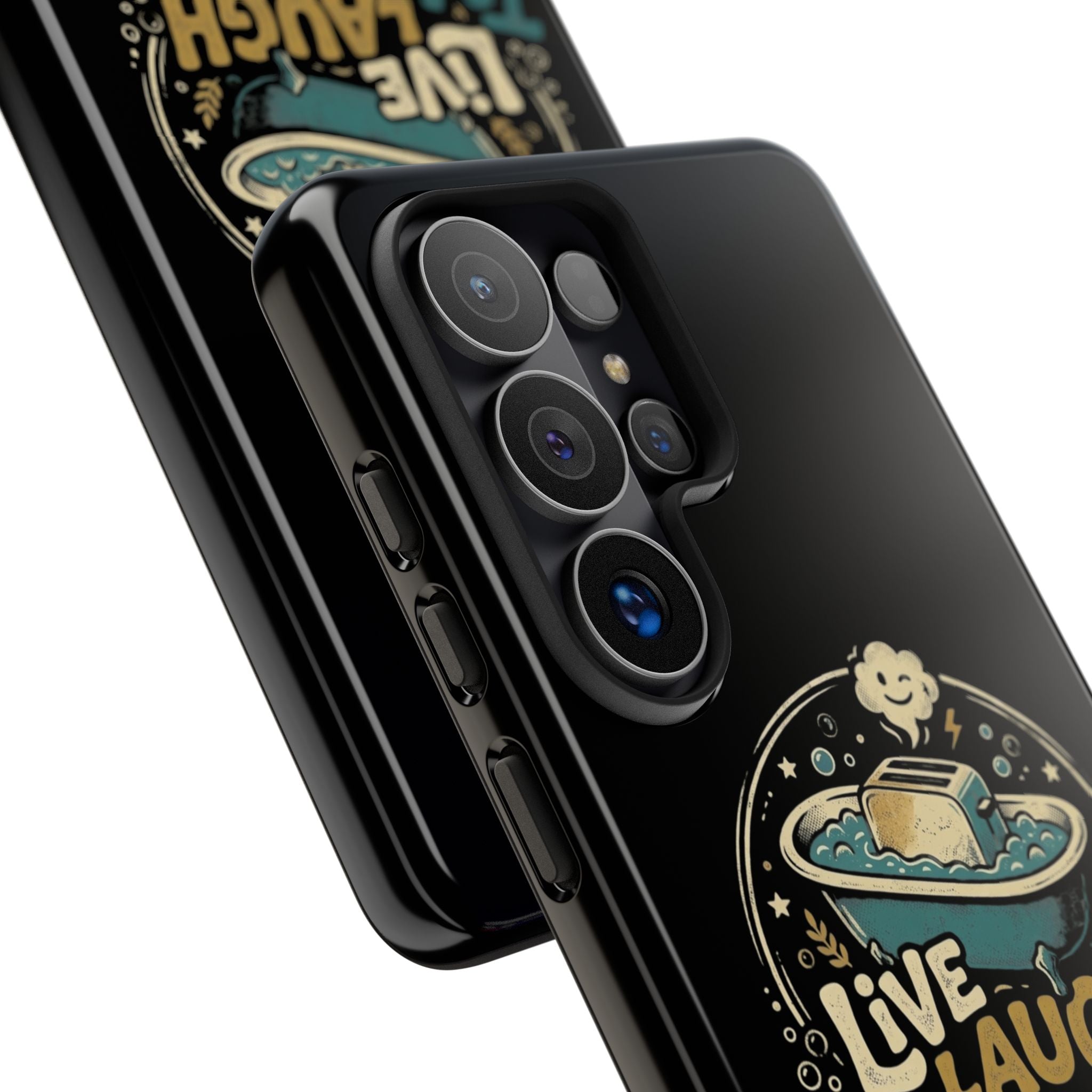 Live Laugh Toasterbath Phone Case — Cute Retro Butter in Bathtub Design