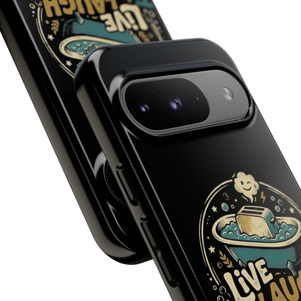 Live Laugh Toasterbath Phone Case — Cute Retro Butter in Bathtub Design