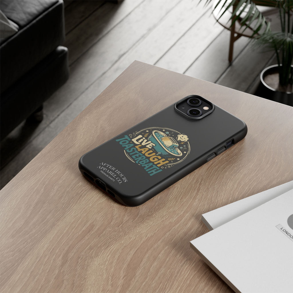 Live Laugh Toasterbath Phone Case — Cute Retro Butter in Bathtub Design