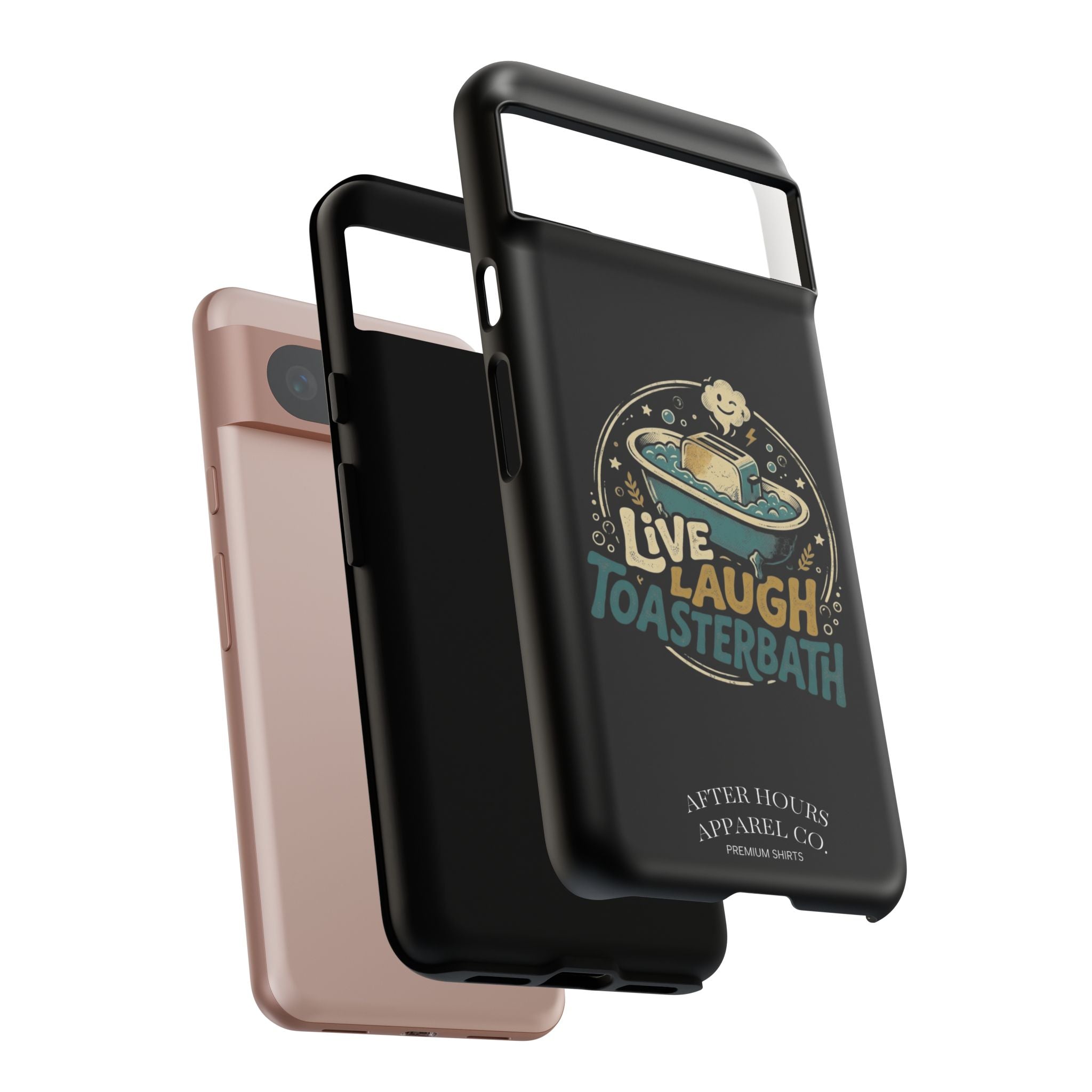 Live Laugh Toasterbath Phone Case — Cute Retro Butter in Bathtub Design